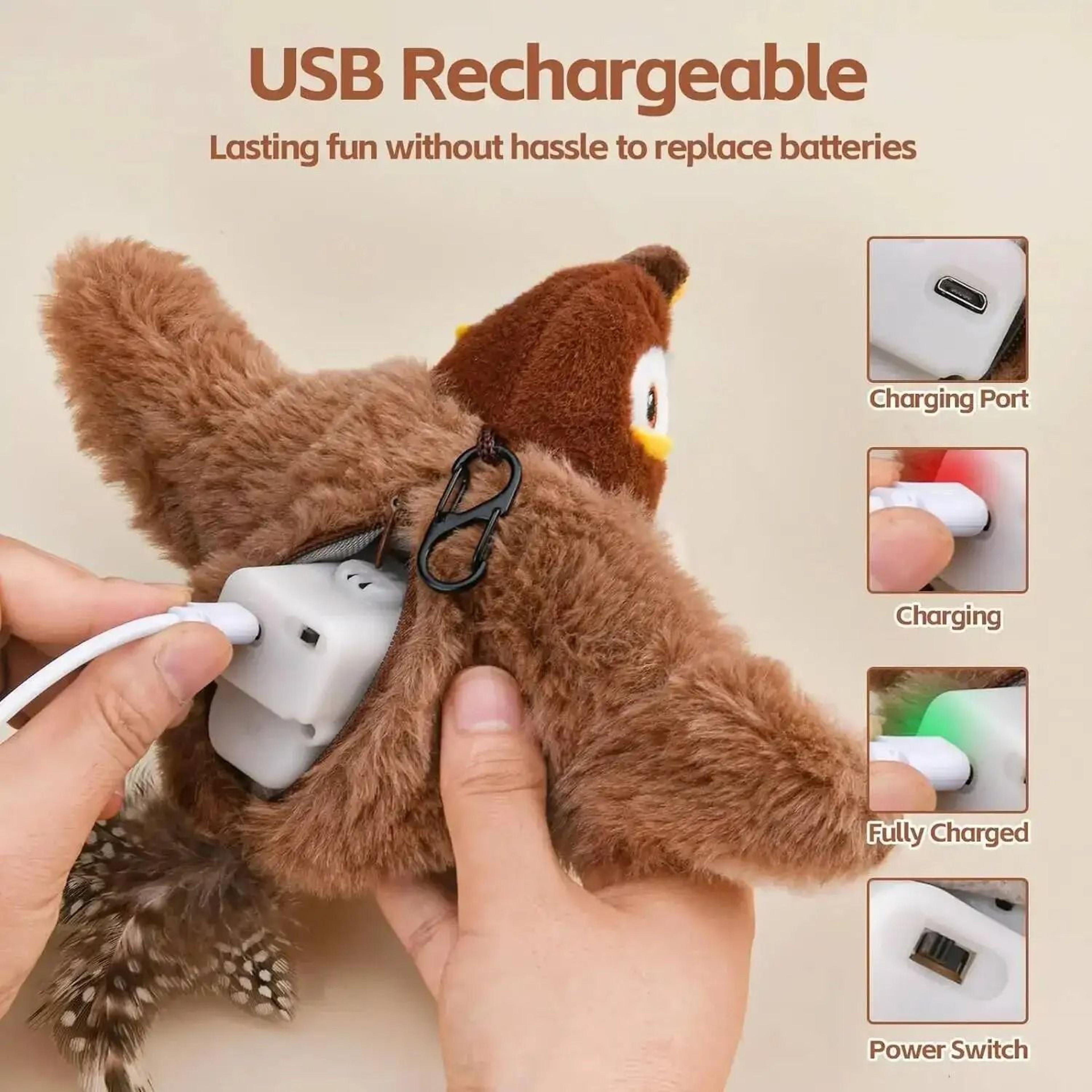 Rechargeable Chirping Flapping Bird Cat Toy 4