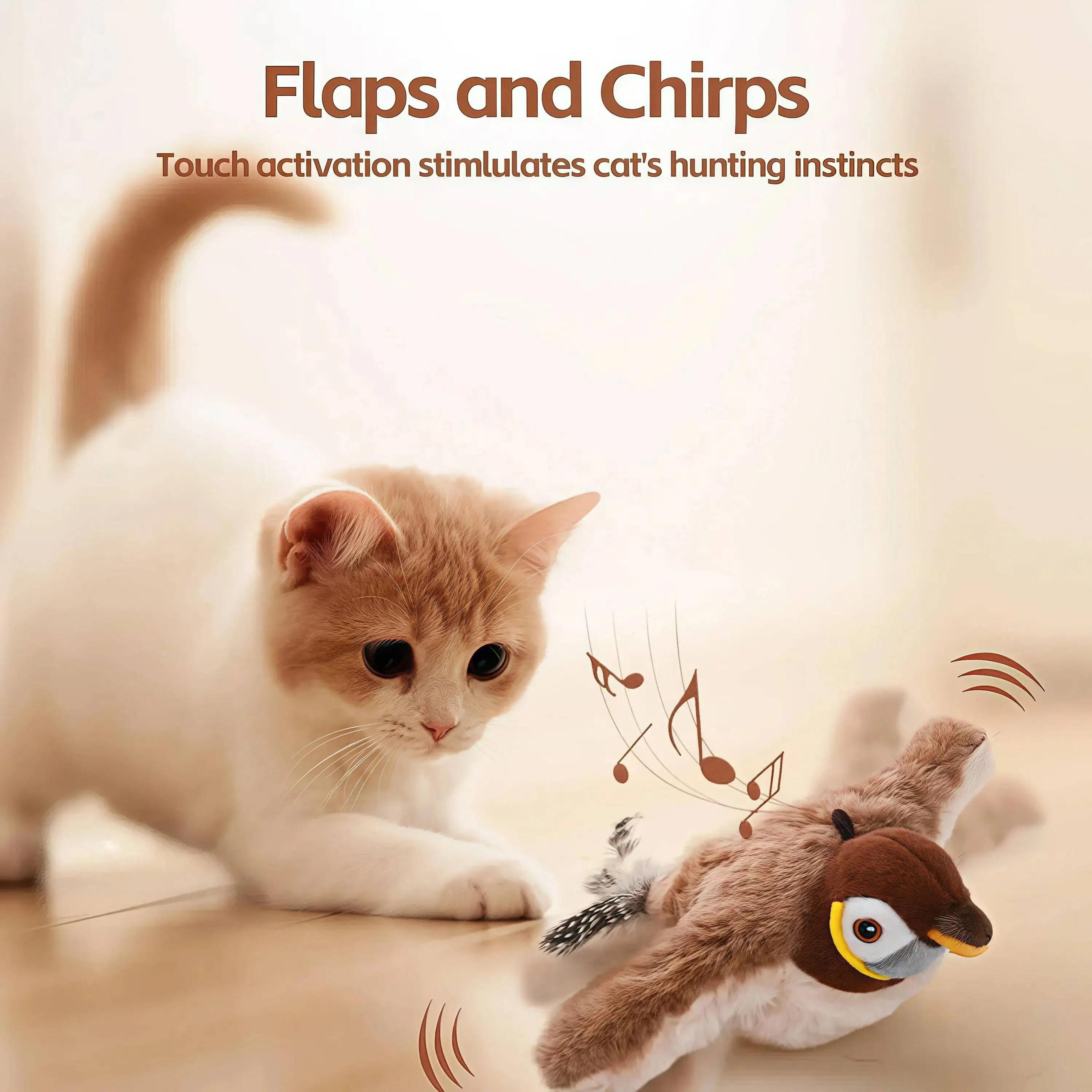 Rechargeable Chirping Flapping Bird Cat Toy 5