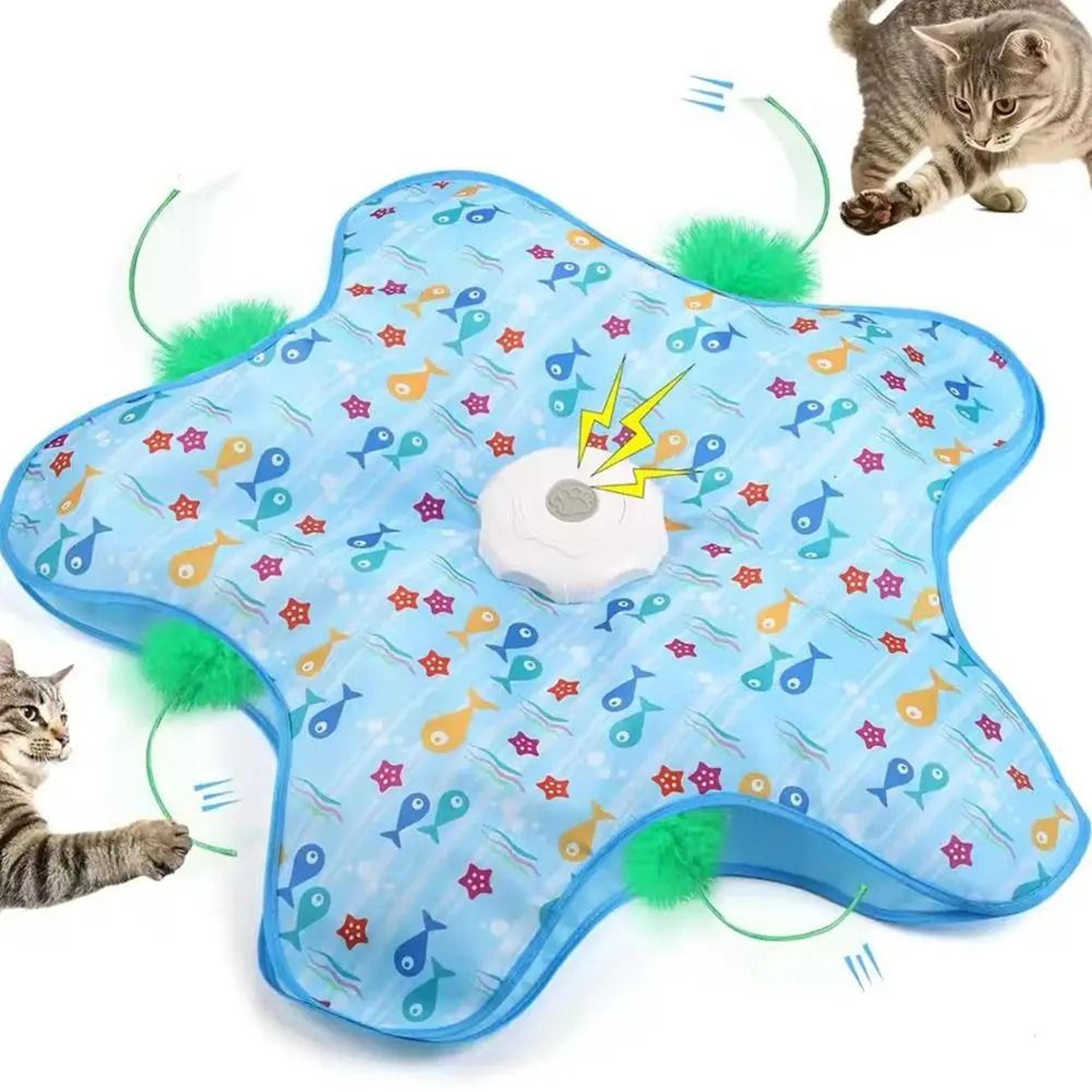 automatic cat turntable toy with moving feather