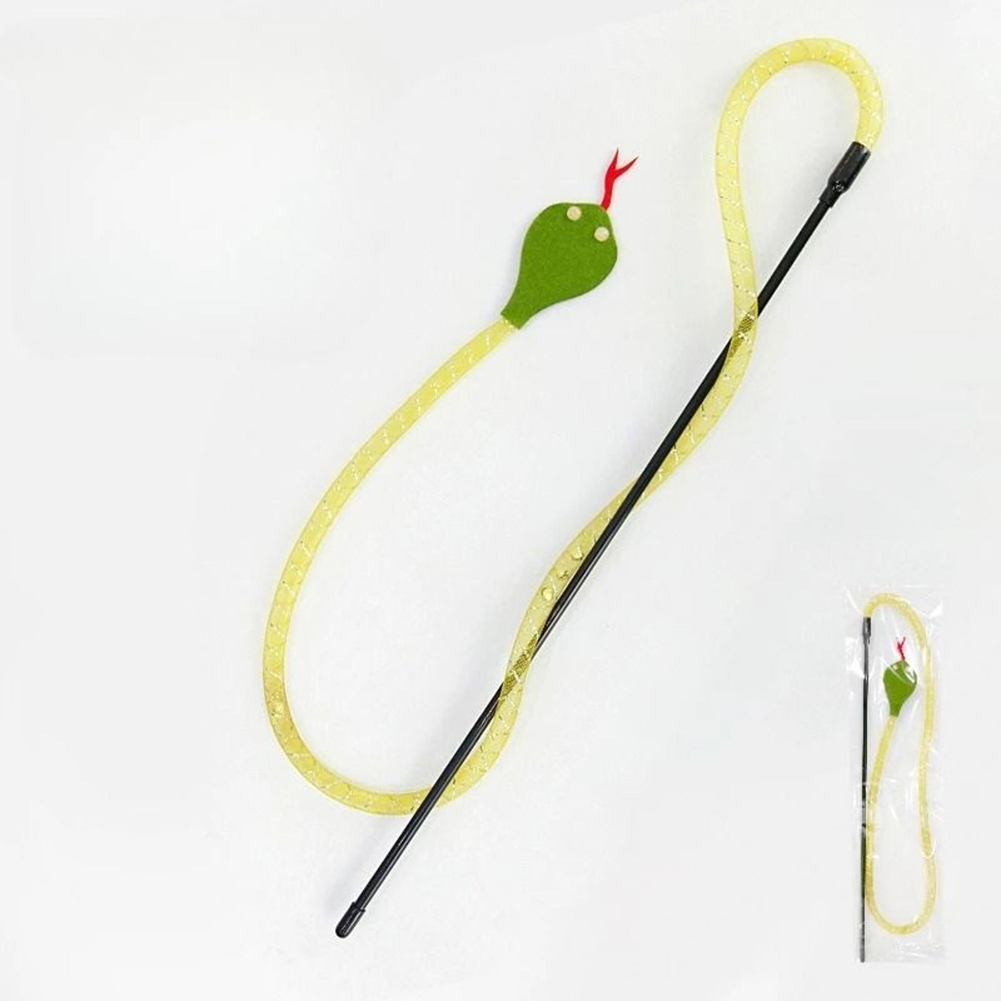 Squeaky Felt Snake Cat Teaser Stick With Bell 2