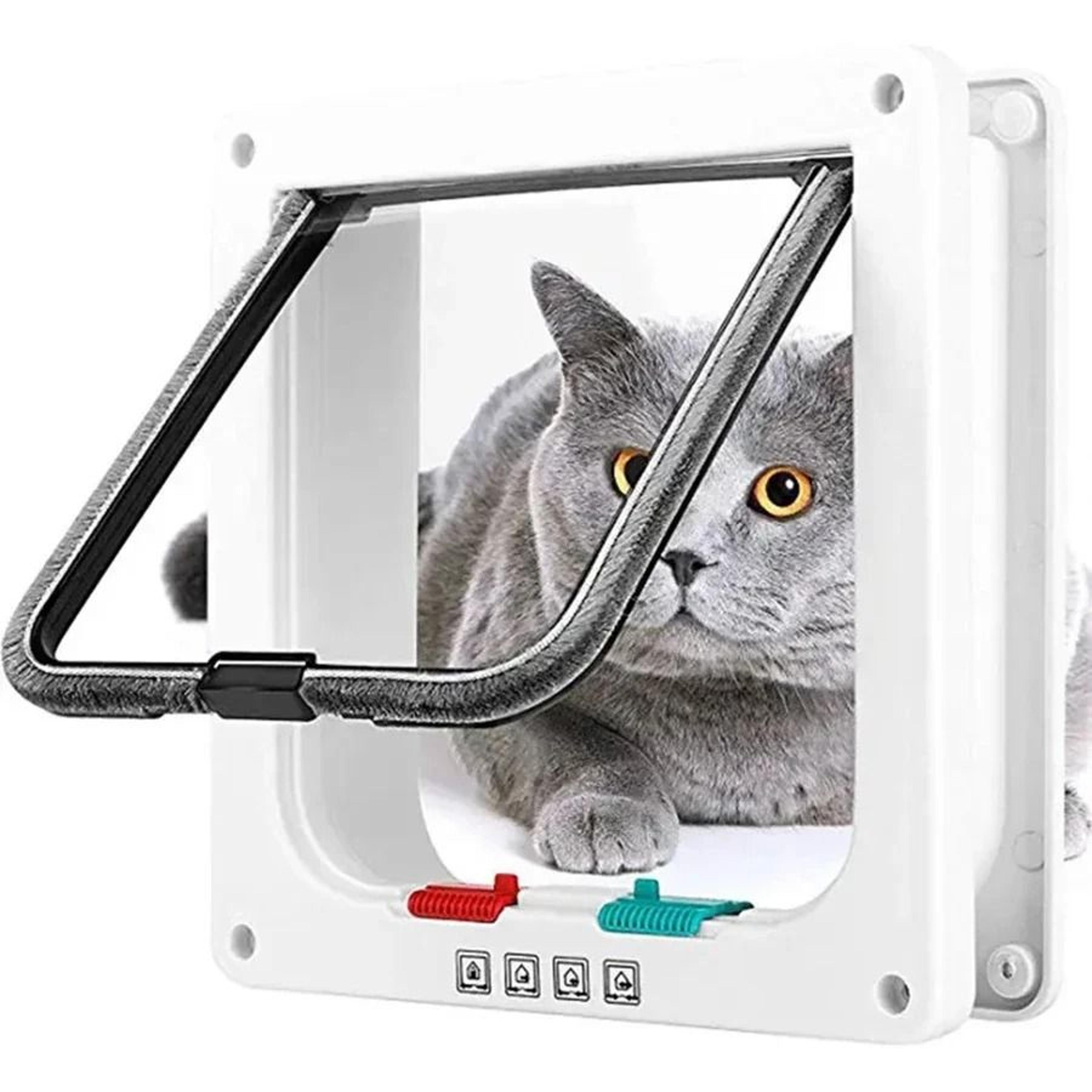Weatherproof Four Way Locking Cat Door For Interior Cabinet And Garage Access 7