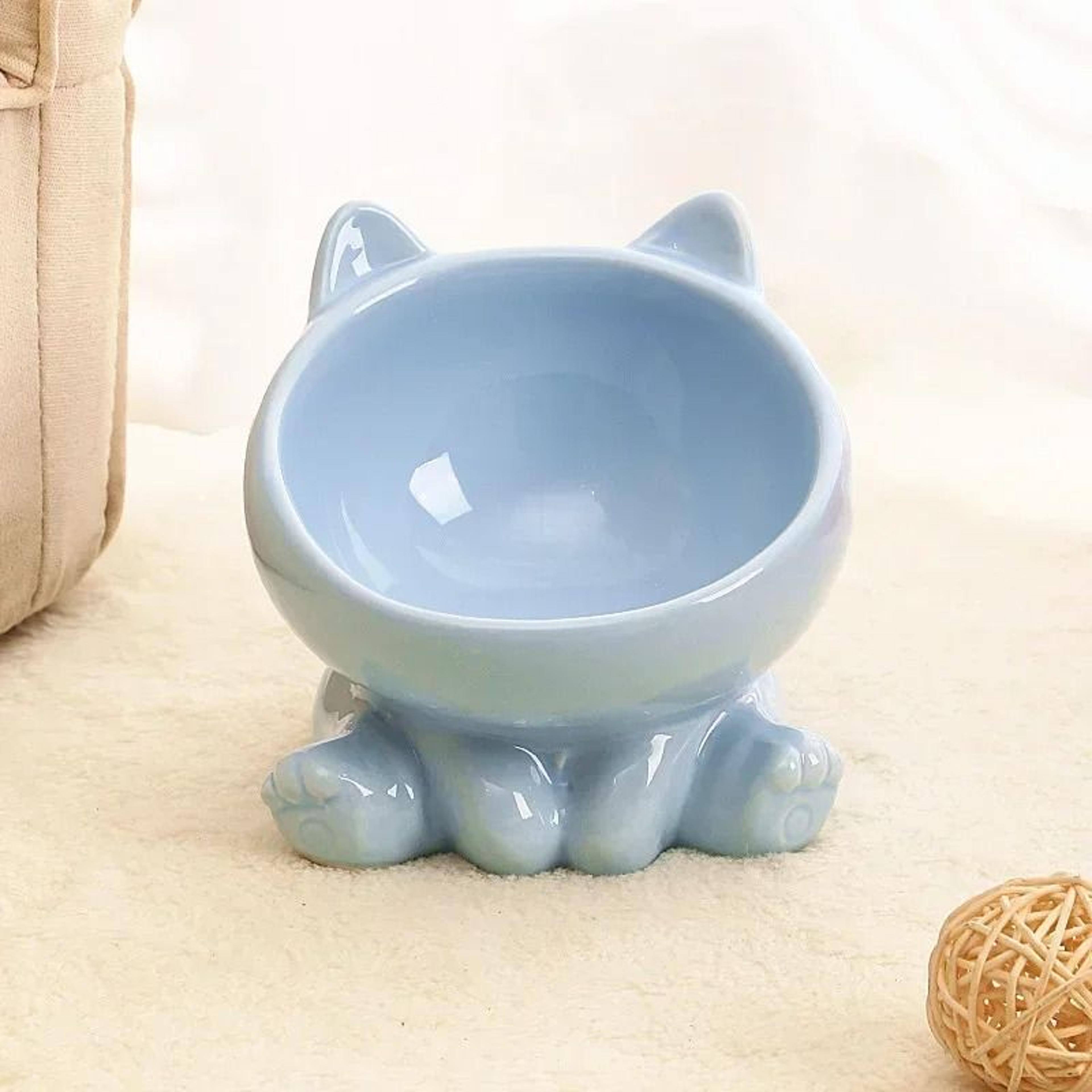 Raised Ceramic Cat Bowl With Tilted High Feet For Comfortable Feeding 3