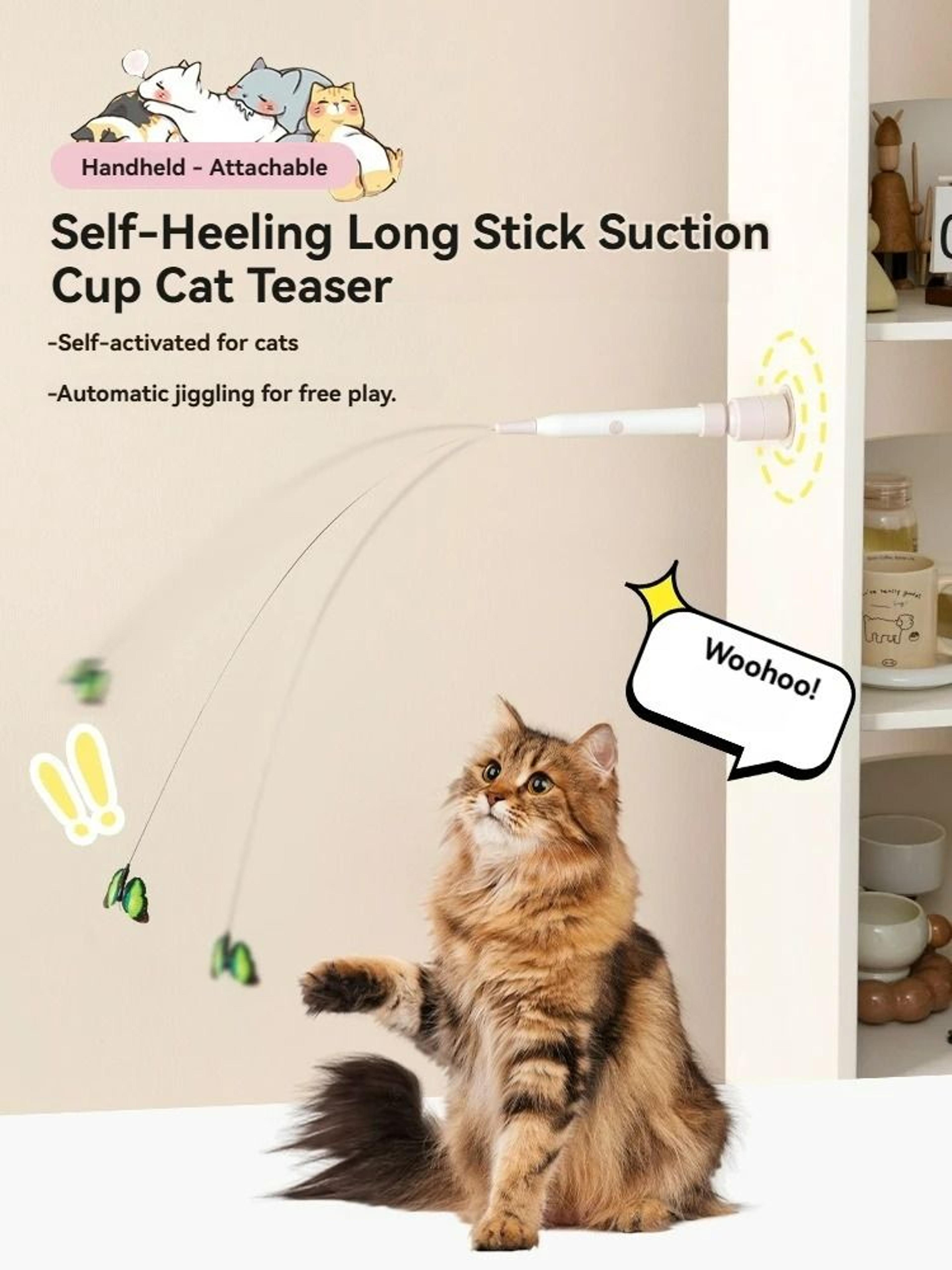 Automatic Electric Cat Teaser Toy With Suction Cup And Long Rod 6