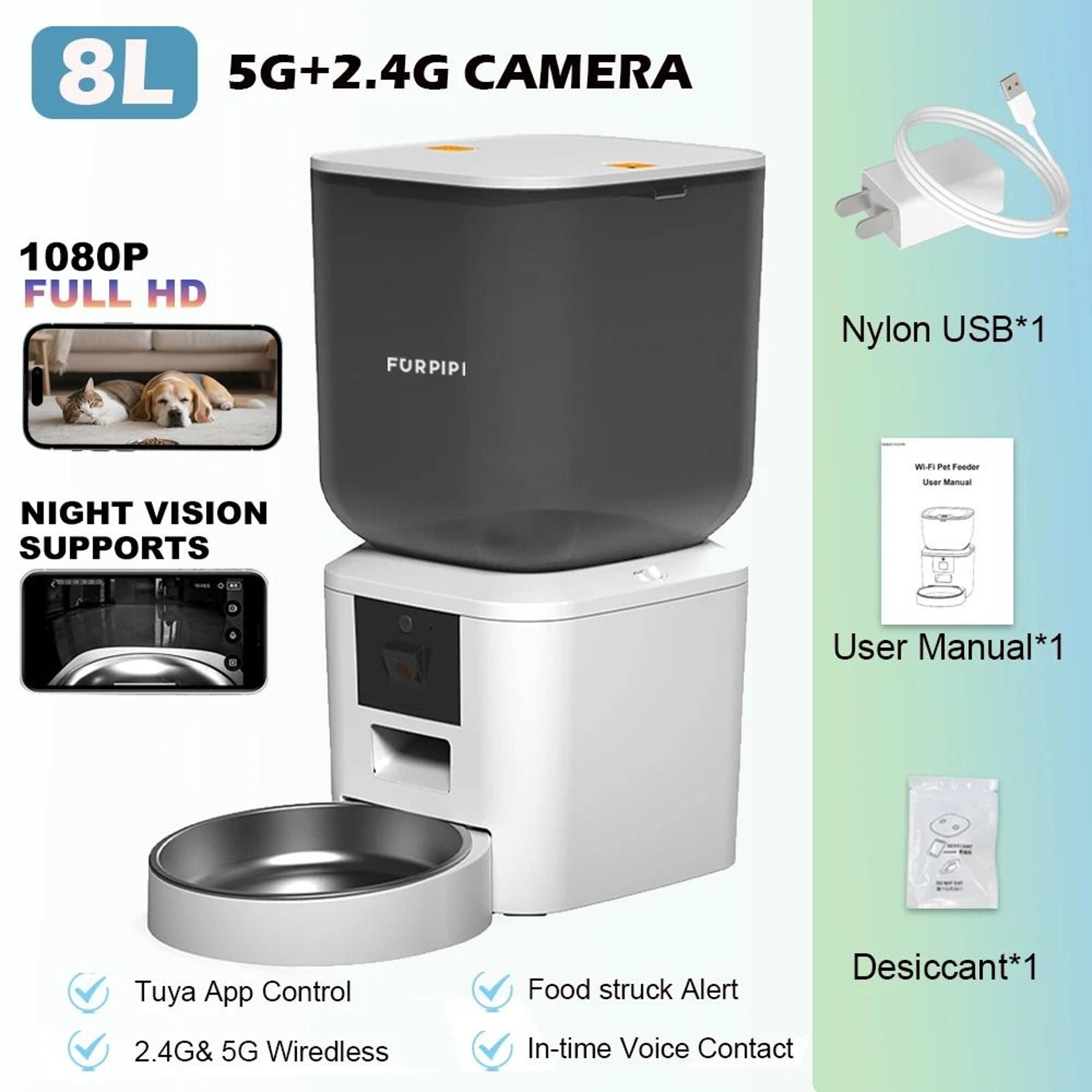 Furpipi 8L Smart Automatic Pet Feeder With Camera 4