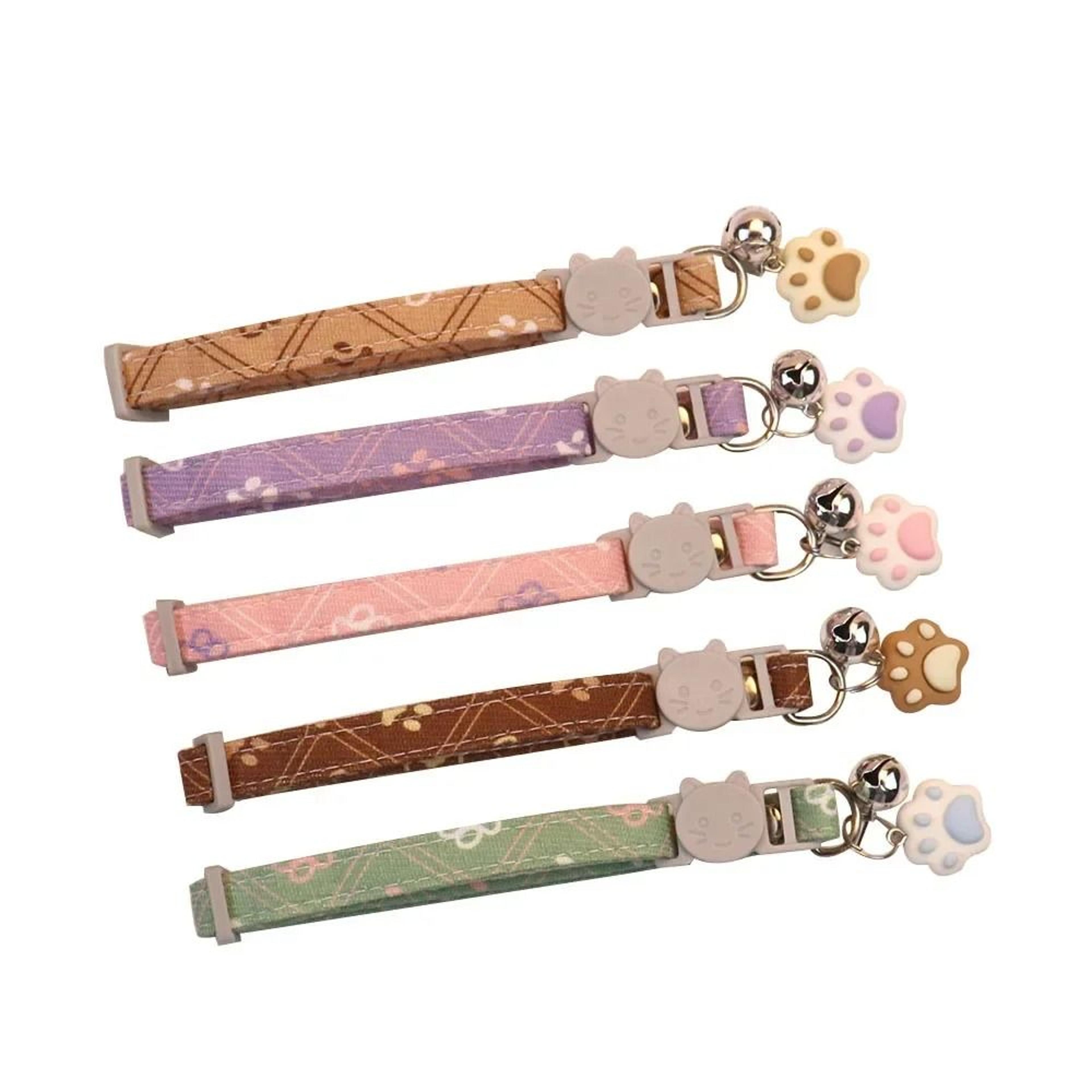 cute adjustable footprint cat collar with bell for kittens puppies and small pets
