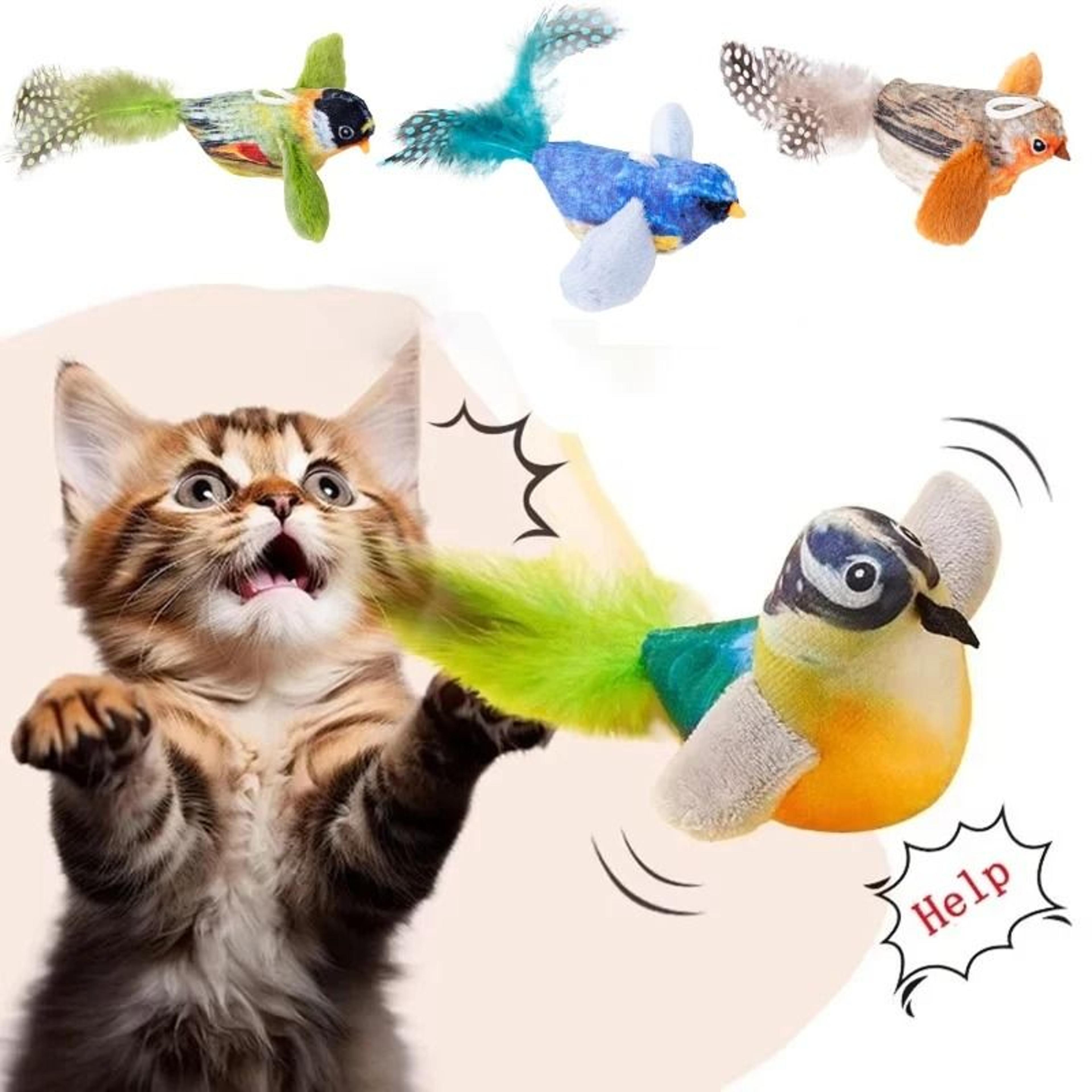 realistic bird sound catnip plush cat toy for indoor kittens and active play