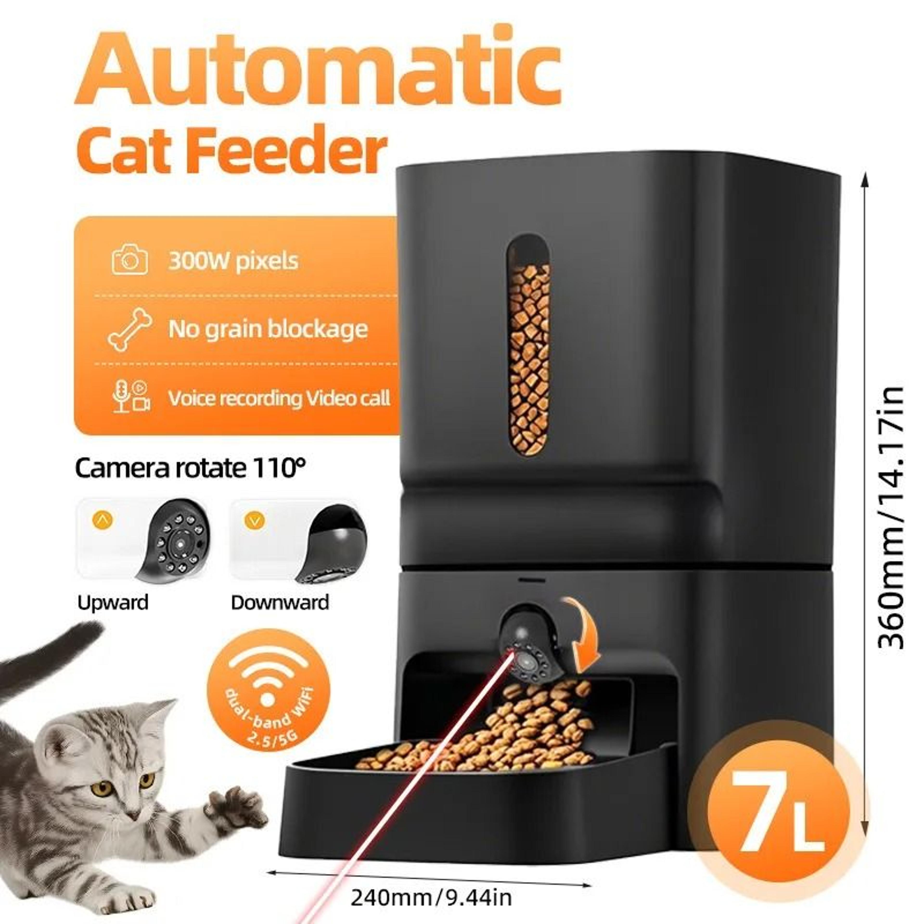 smart 7l automatic cat feeder with camera wifi voice and timed meals