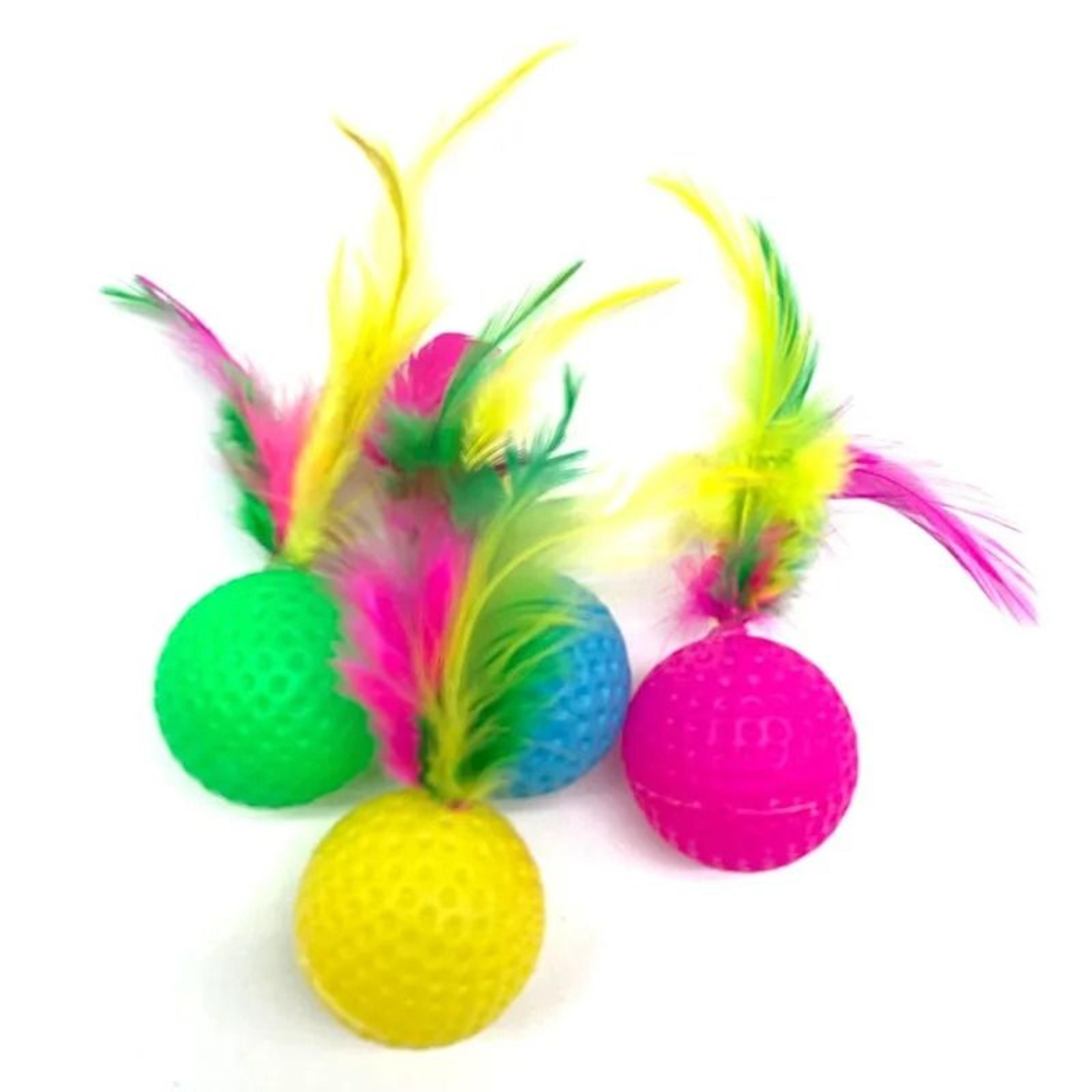 Five Piece Feather Cat Ball Toy Set For Indoor Chase And Solo Play 7