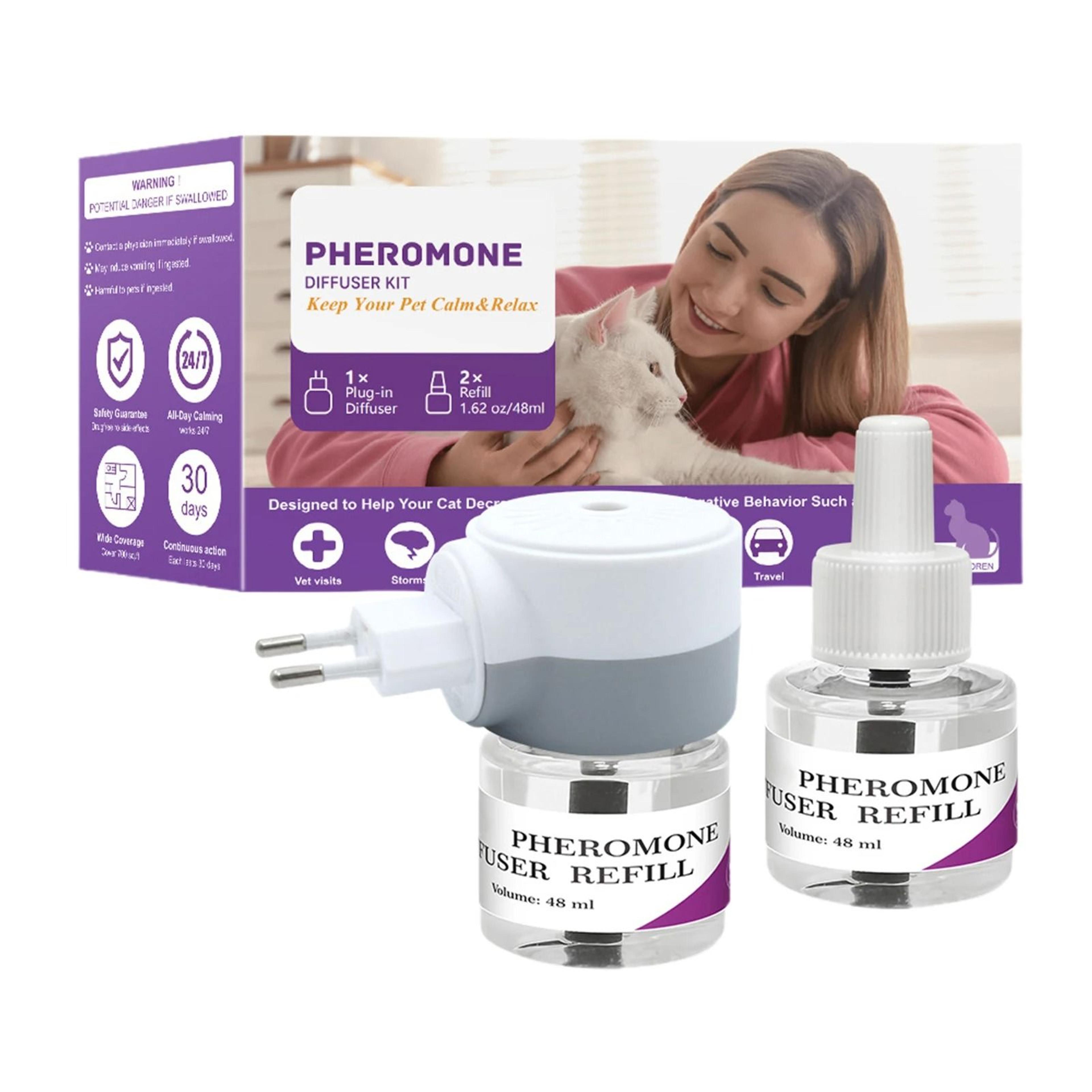 Pet Calming Pheromone Diffuser 48ml For Cats Dogs Stress Relief Comfort And Relaxing Homes 1
