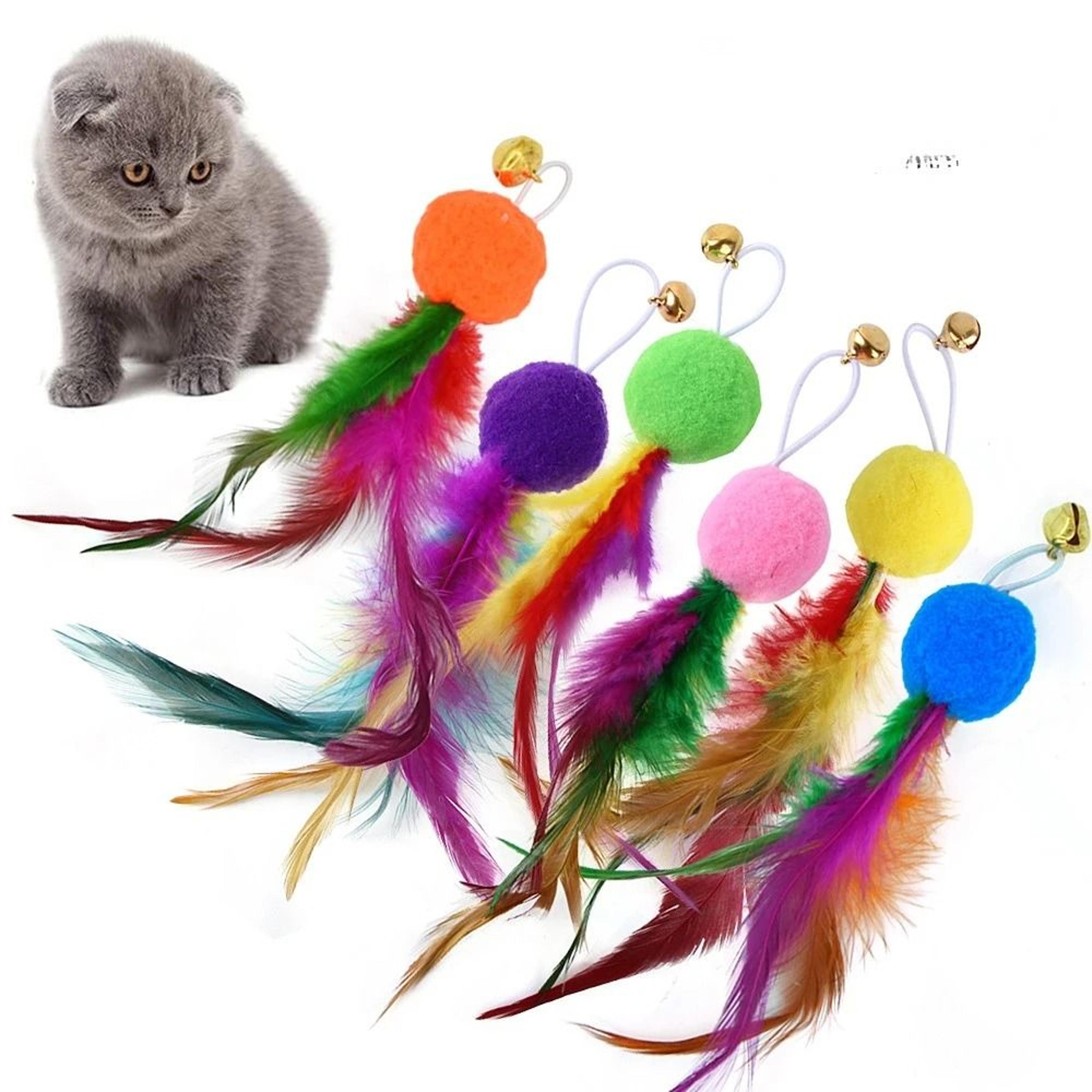 Interactive Cat Feather Toy Refill Set With Mouse Worm Bell Ball For Kitten Training Play 14