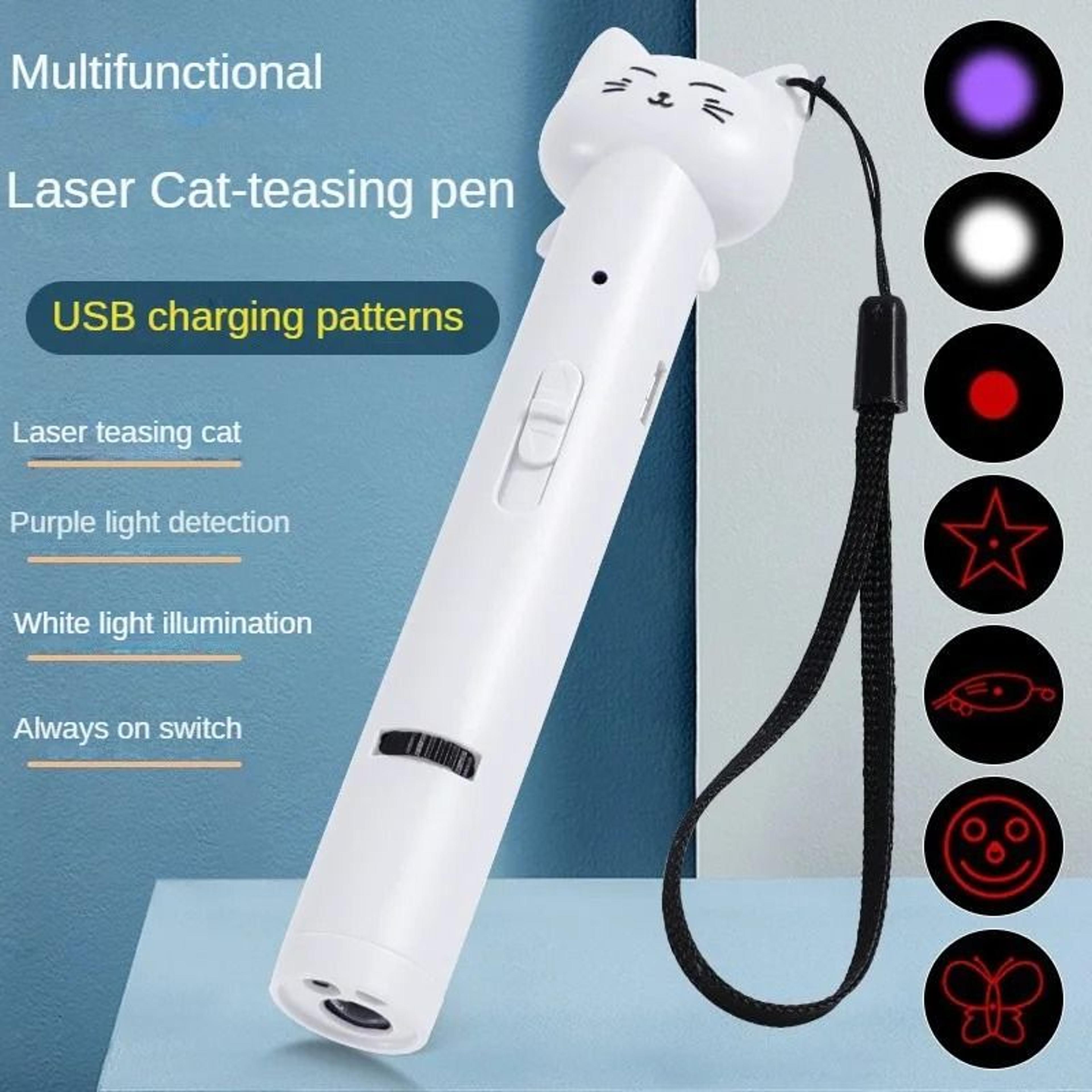 USB Rechargeable Laser Cat Toy Pattern Projection Teasing Pen For Indoor Exercise And Chase Play 2