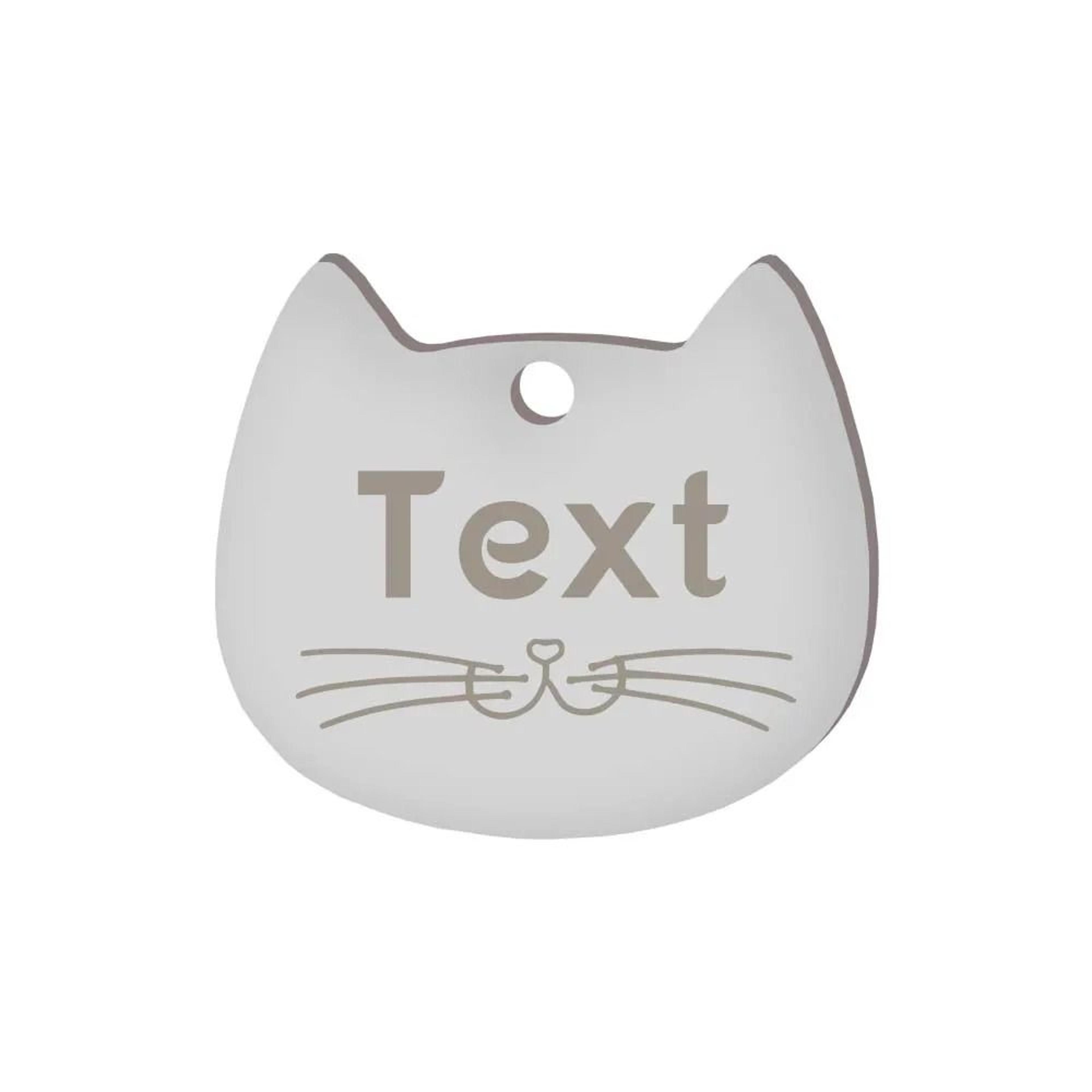 Custom Cat Face Pet ID Tag Stainless Steel Engraved Name Plate For Dogs Cats 24