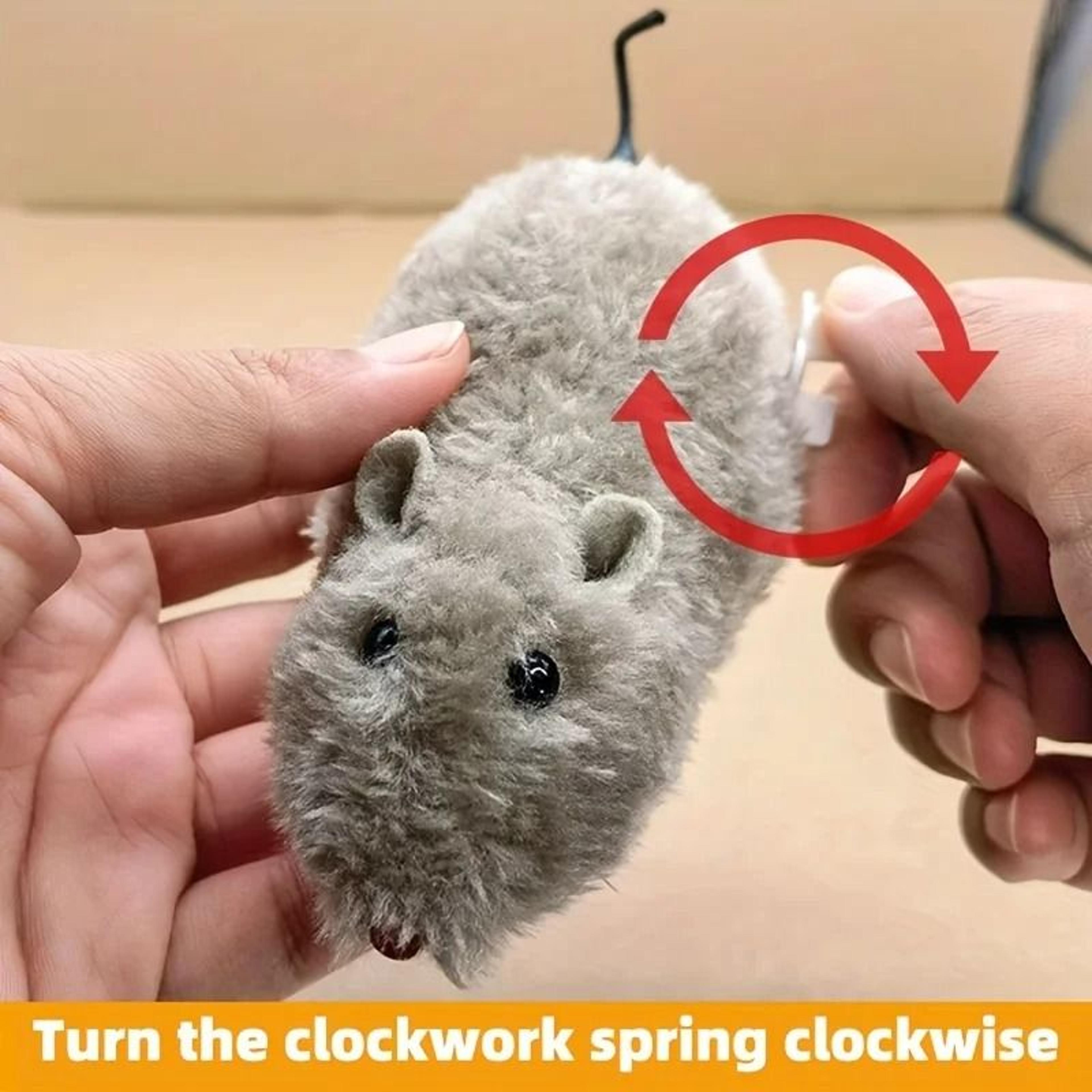 Fluffy Mechanical Mouse Cat Toy Set No Battery Needed For Indoor Hunting Chase Play 5