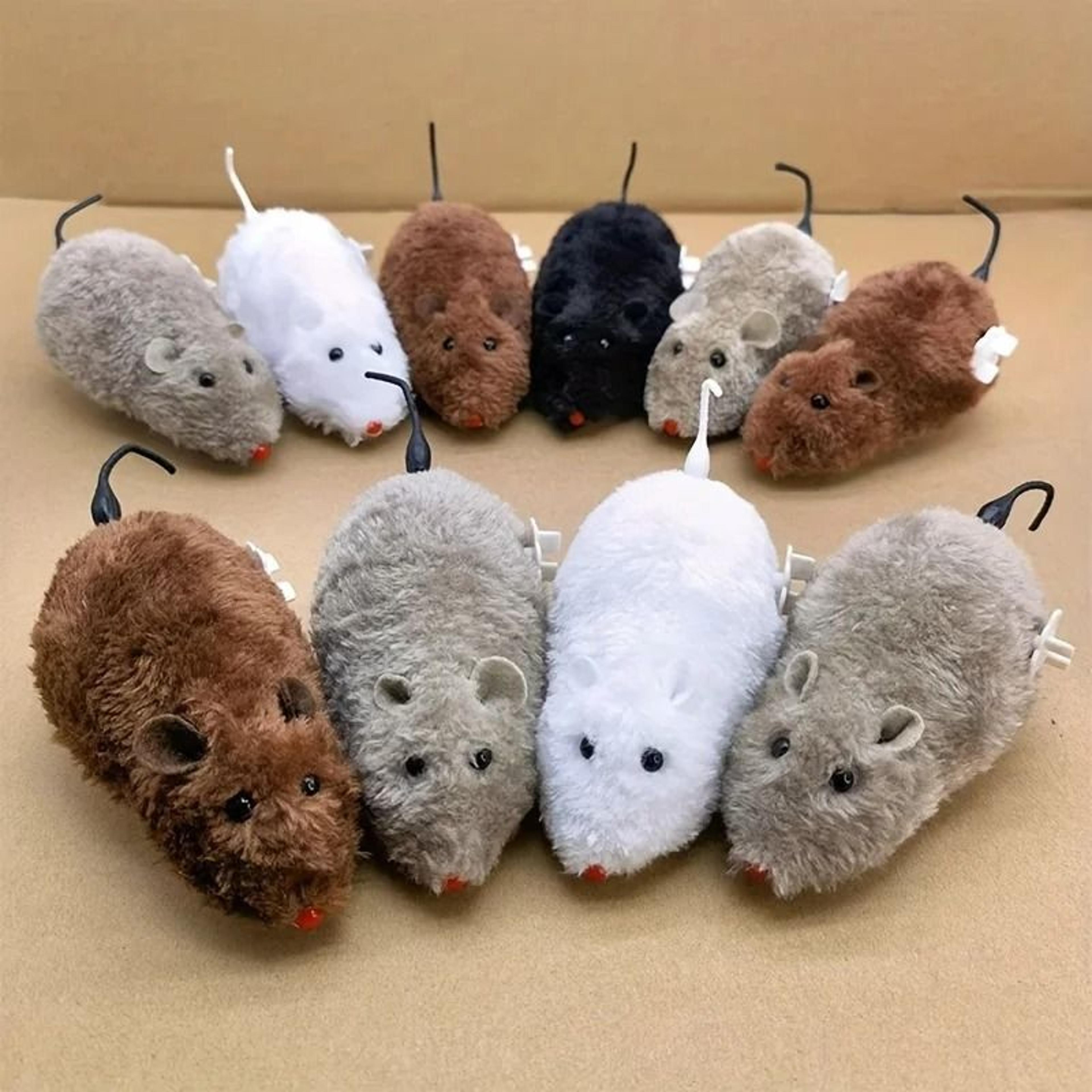 Fluffy Mechanical Mouse Cat Toy Set No Battery Needed For Indoor Hunting Chase Play 7
