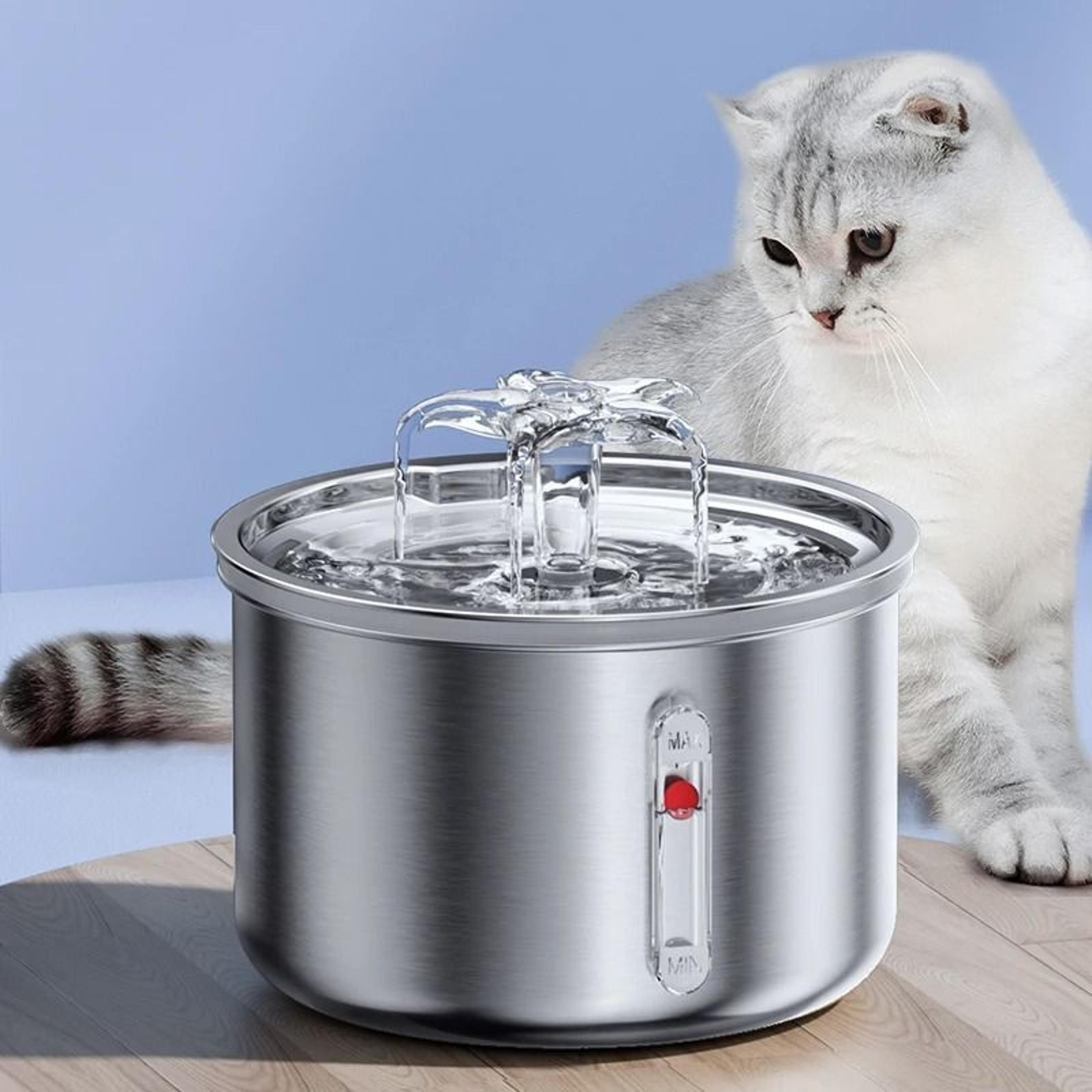 stainless steel cat water fountain usb quiet automatic pet drinking bowl with filter