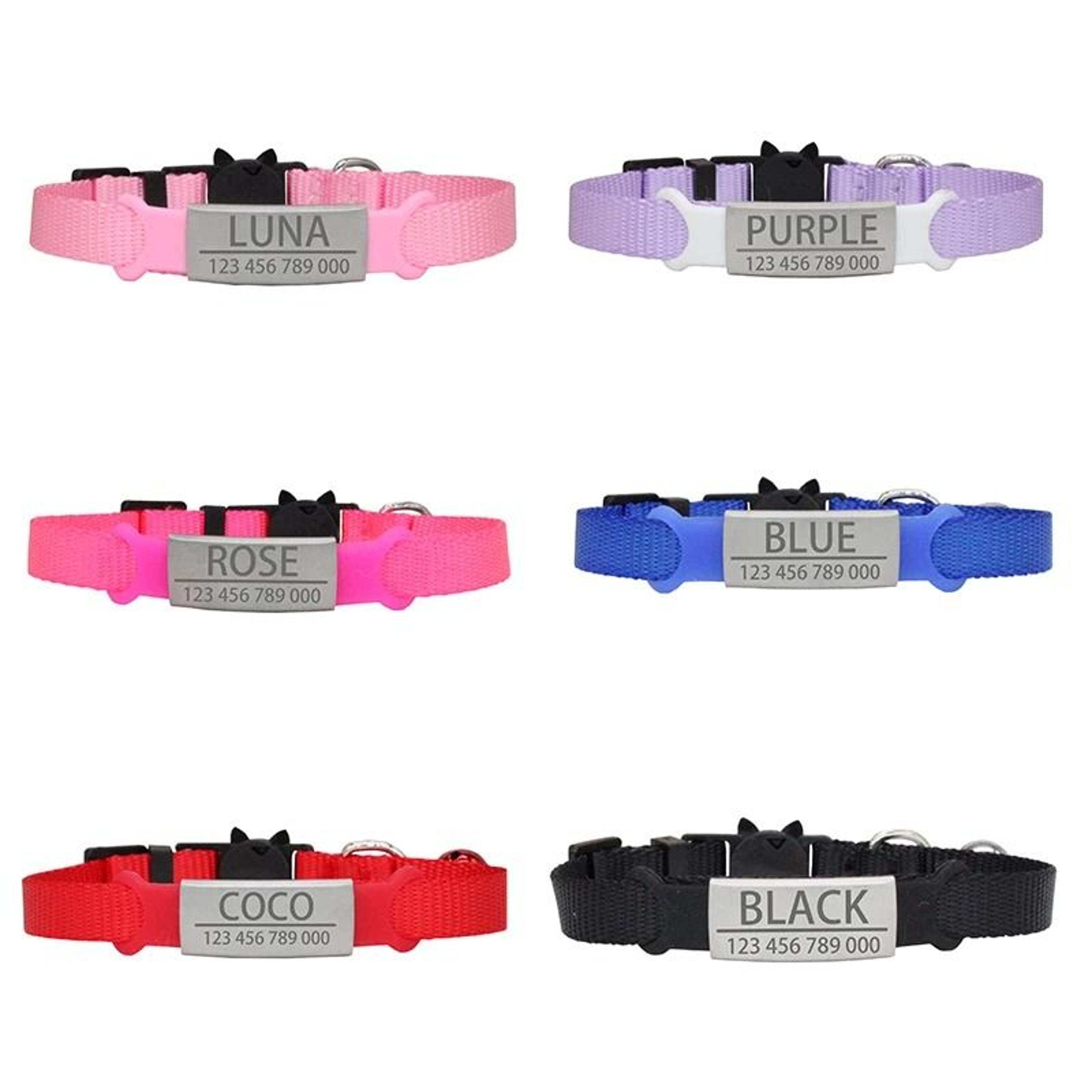 Personalized Breakaway Cat Collar Adjustable Nylon ID Necklace For Kittens Puppies Small Dogs 8