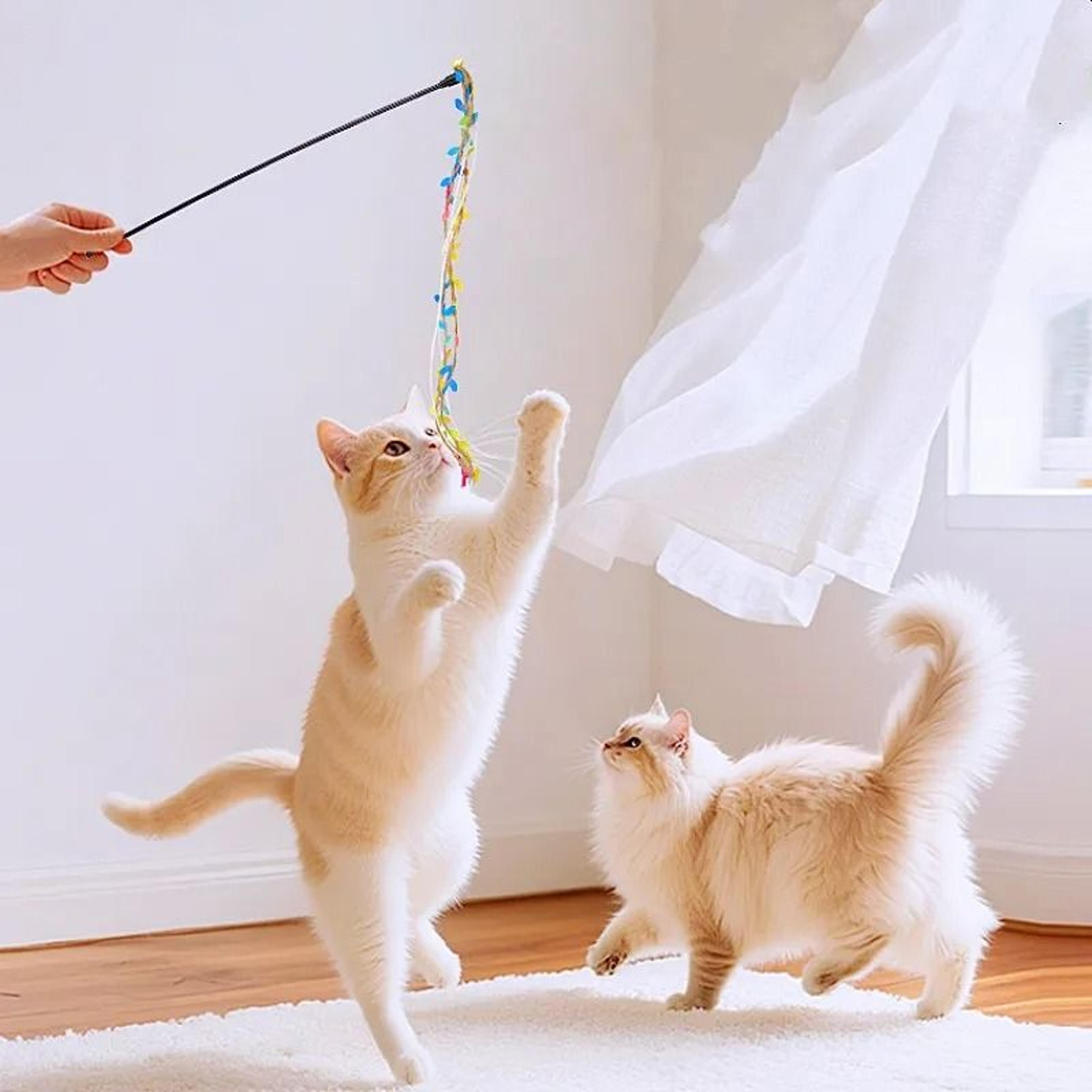 Long Handle Cat Tassel Teaser Stick With Bell Rope Toy For Indoor Play 11