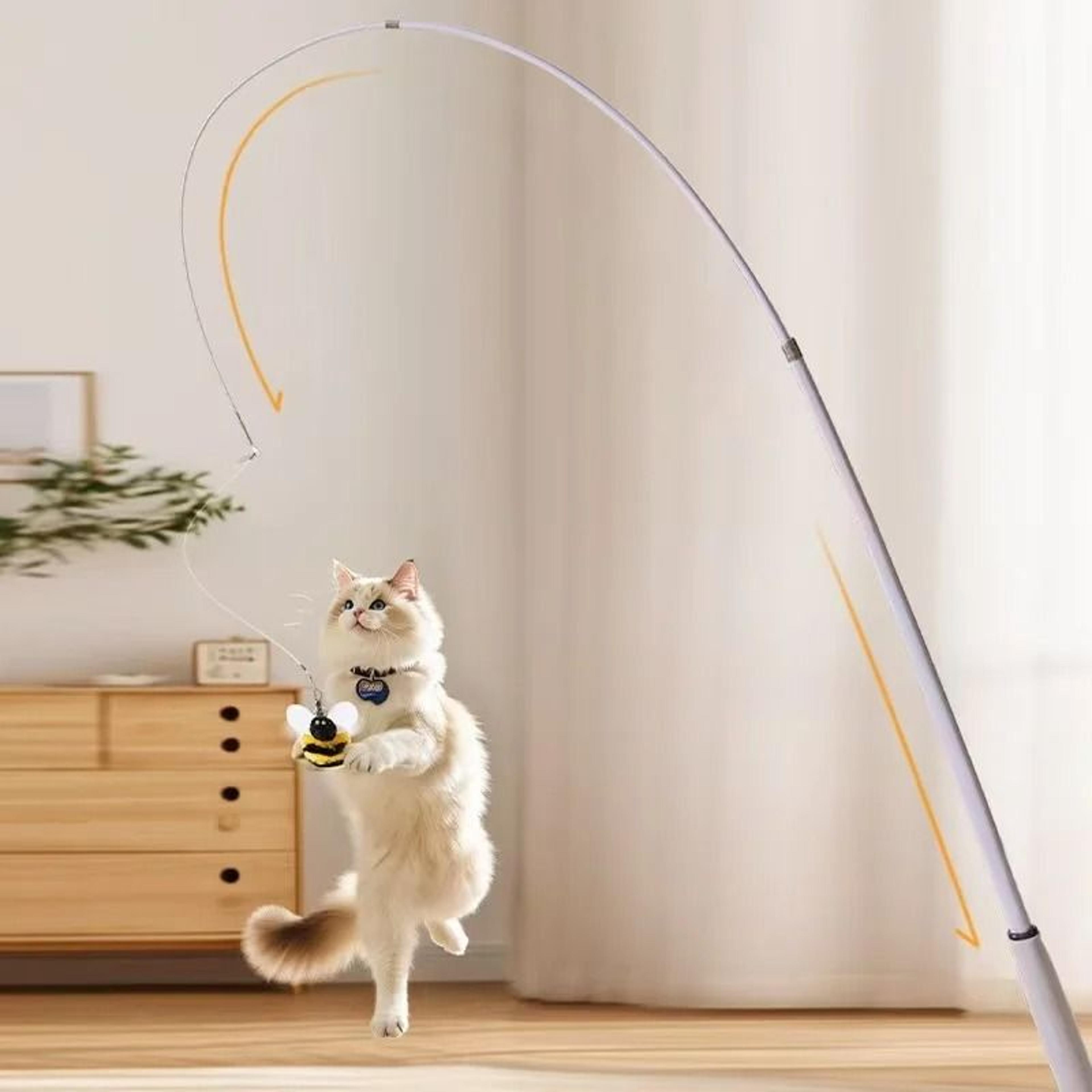 telescopic carbon fiber cat wand feather toy 110cm scratch resistant fishing rod