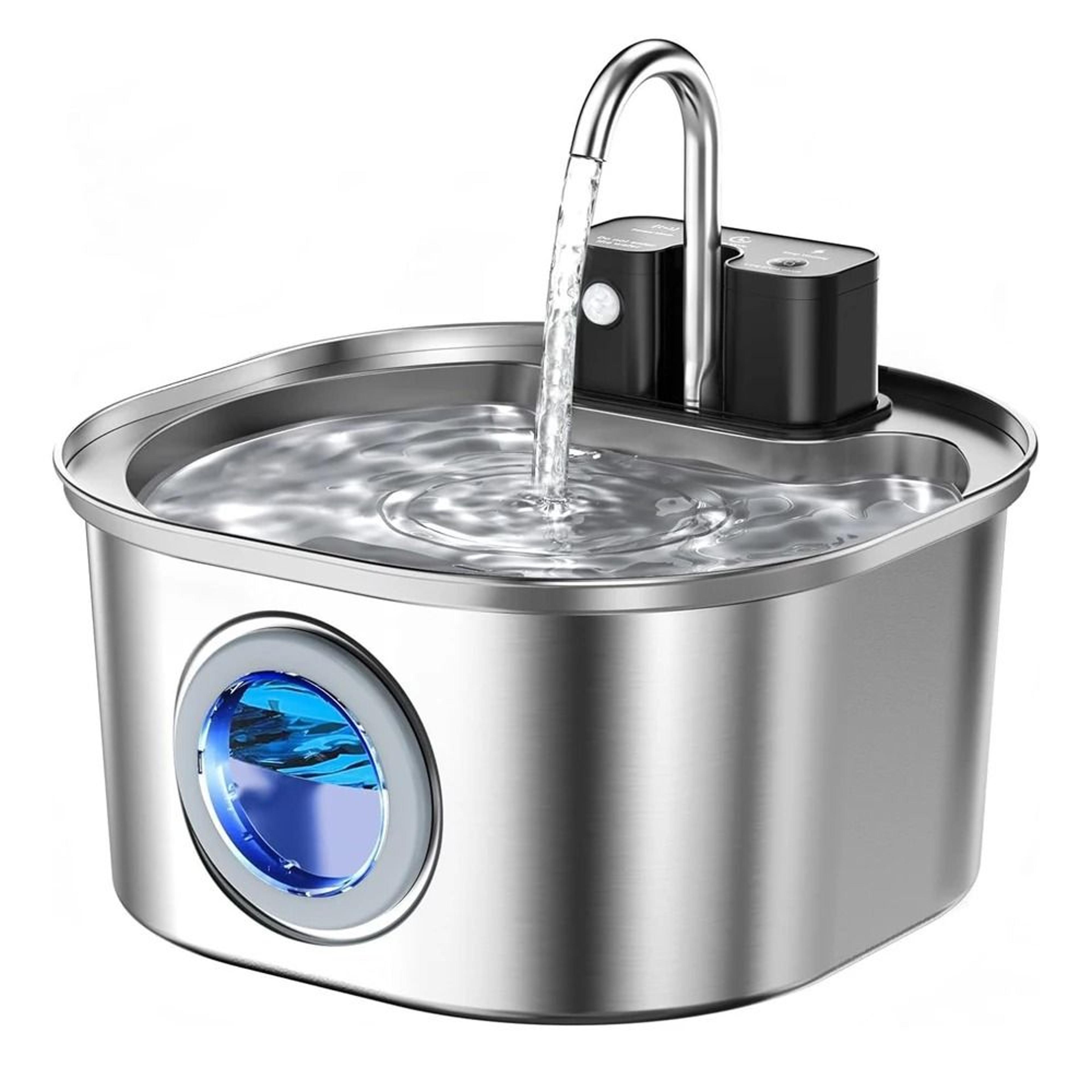 wireless stainless steel cat water fountain with sensor rechargeable 3l pet drinking dispenser bowl