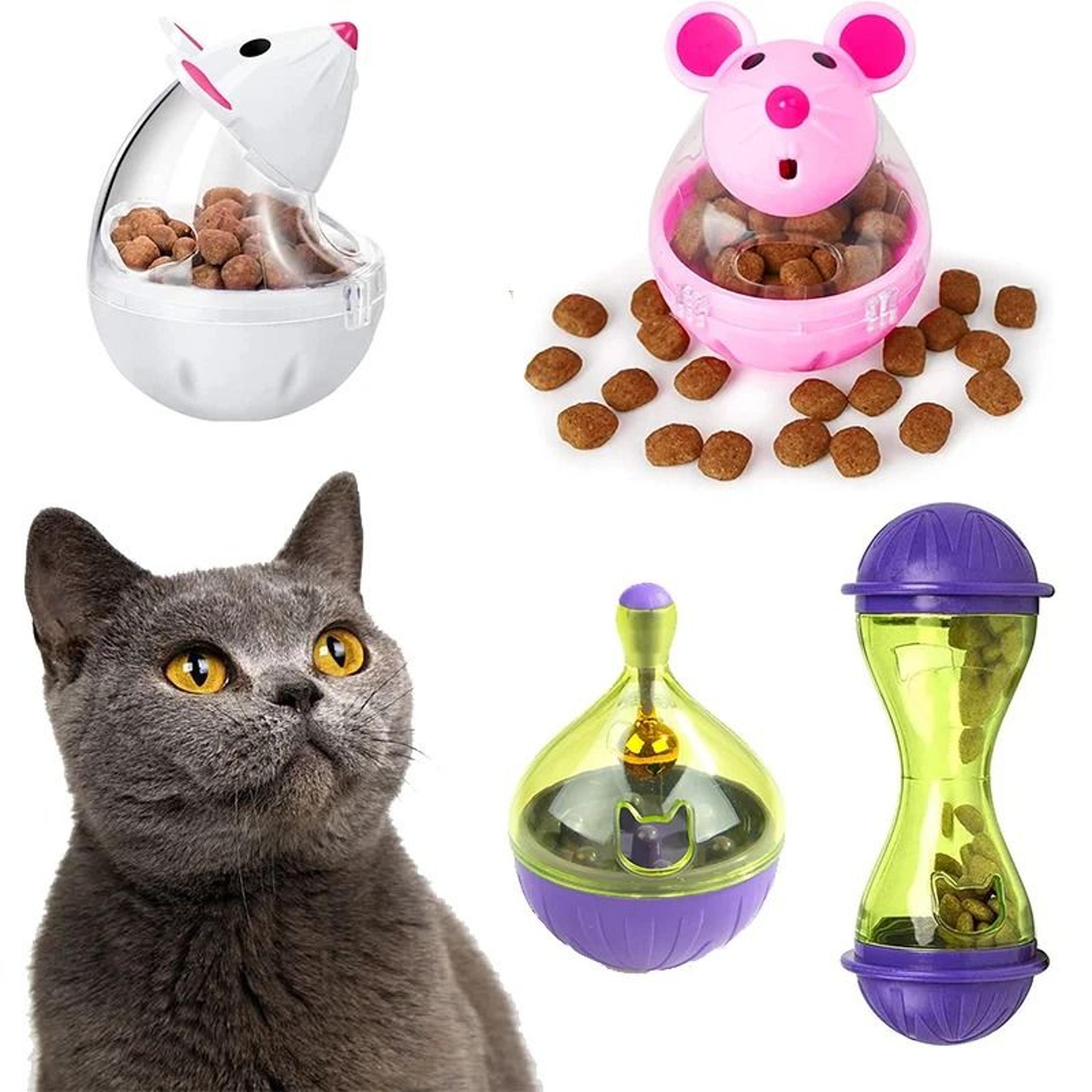 interactive cat treat dispenser toy mouse tumbler food ball for slow feeding and play