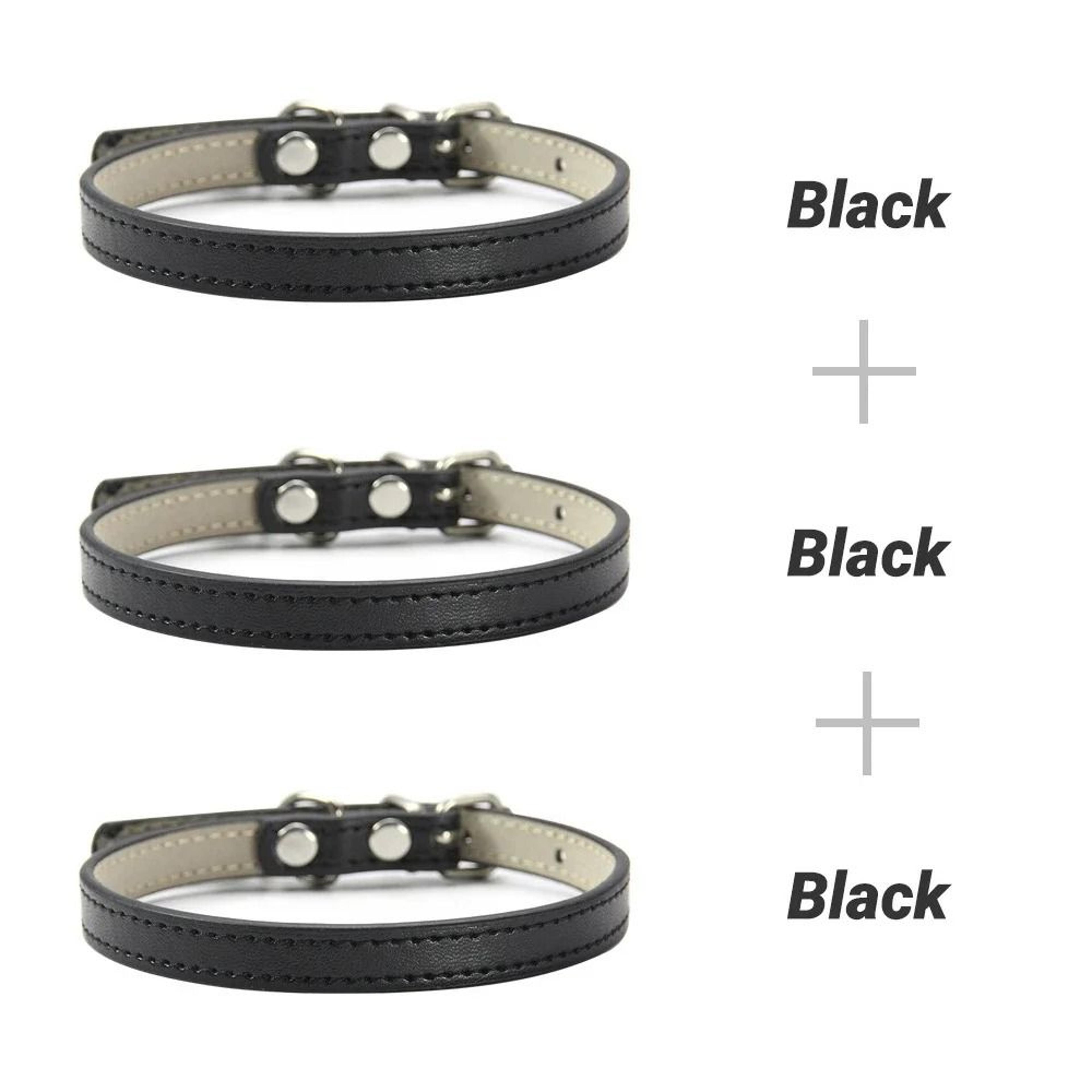 Three Piece Soft PU Leather Cat Collar Set Solid Color Adjustable For Kittens Puppies Chihuahuas 1