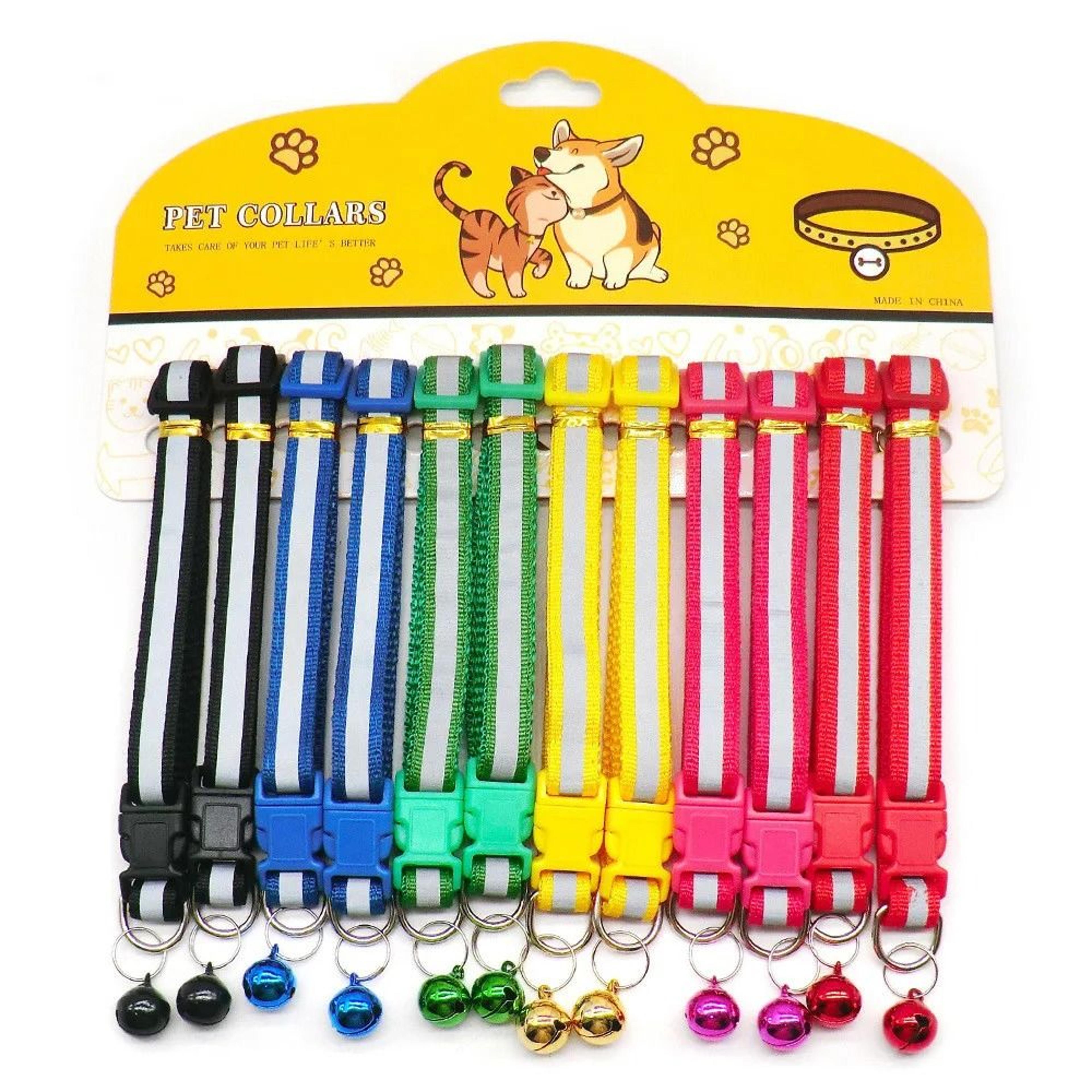 Twelve Piece Adjustable Nylon Pet Collar Set With Bell For Cats Dogs And Puppies 16