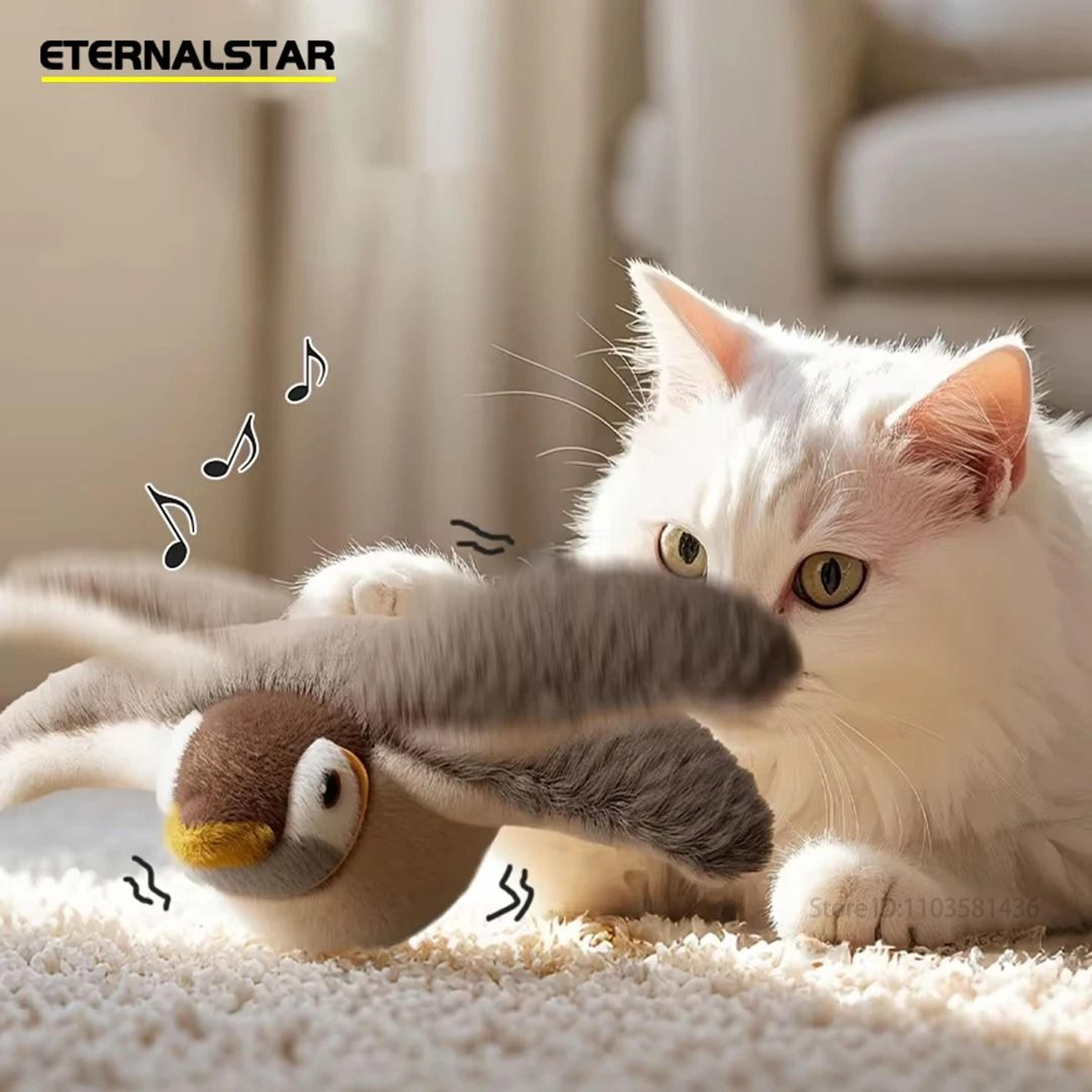 USB Rechargeable Flapping Bird Cat Toy With Catnip Chirping Sound For Interactive Kitten Play 0