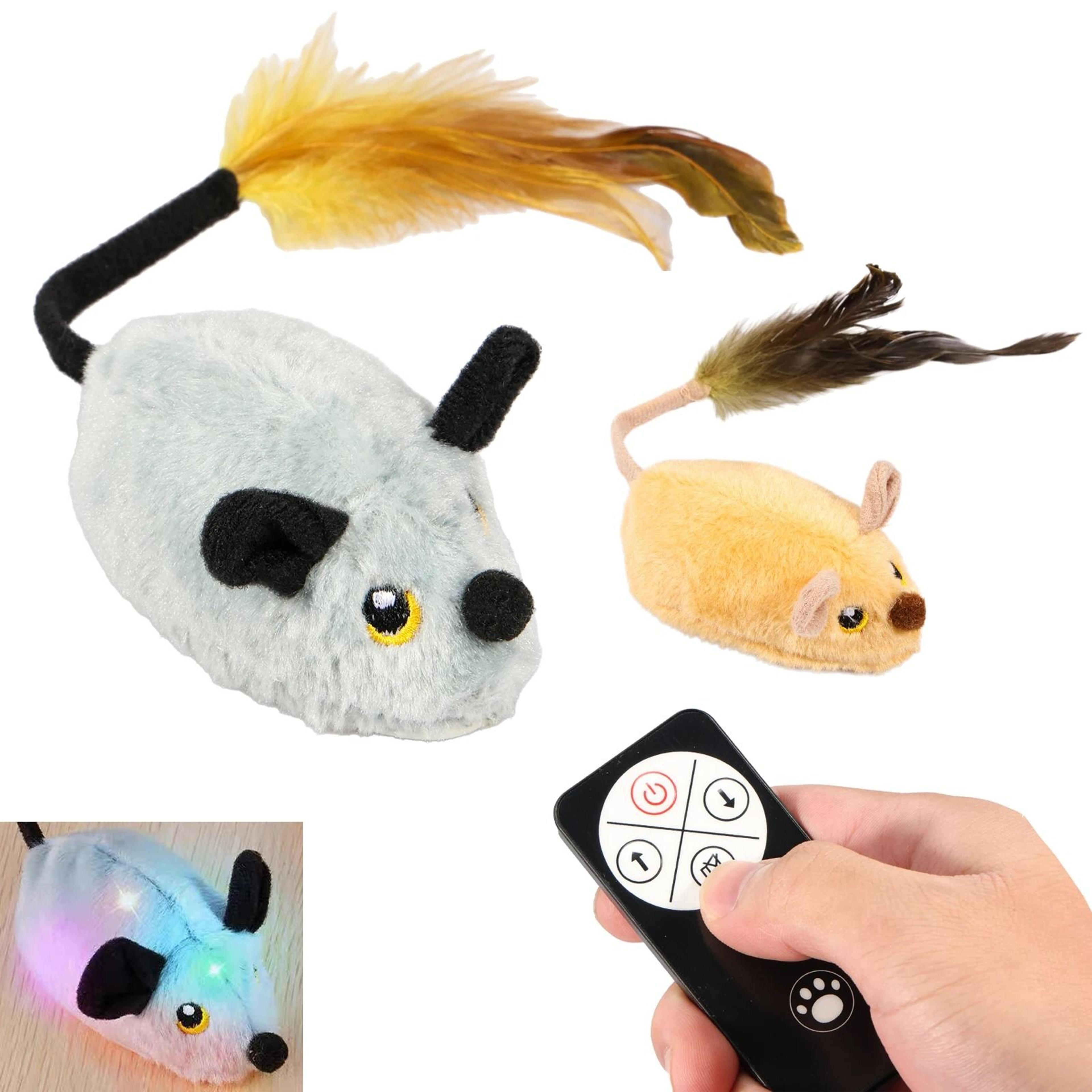 Rechargeable Interactive Cat Mouse Toy With LED Glow And Remote Control 0