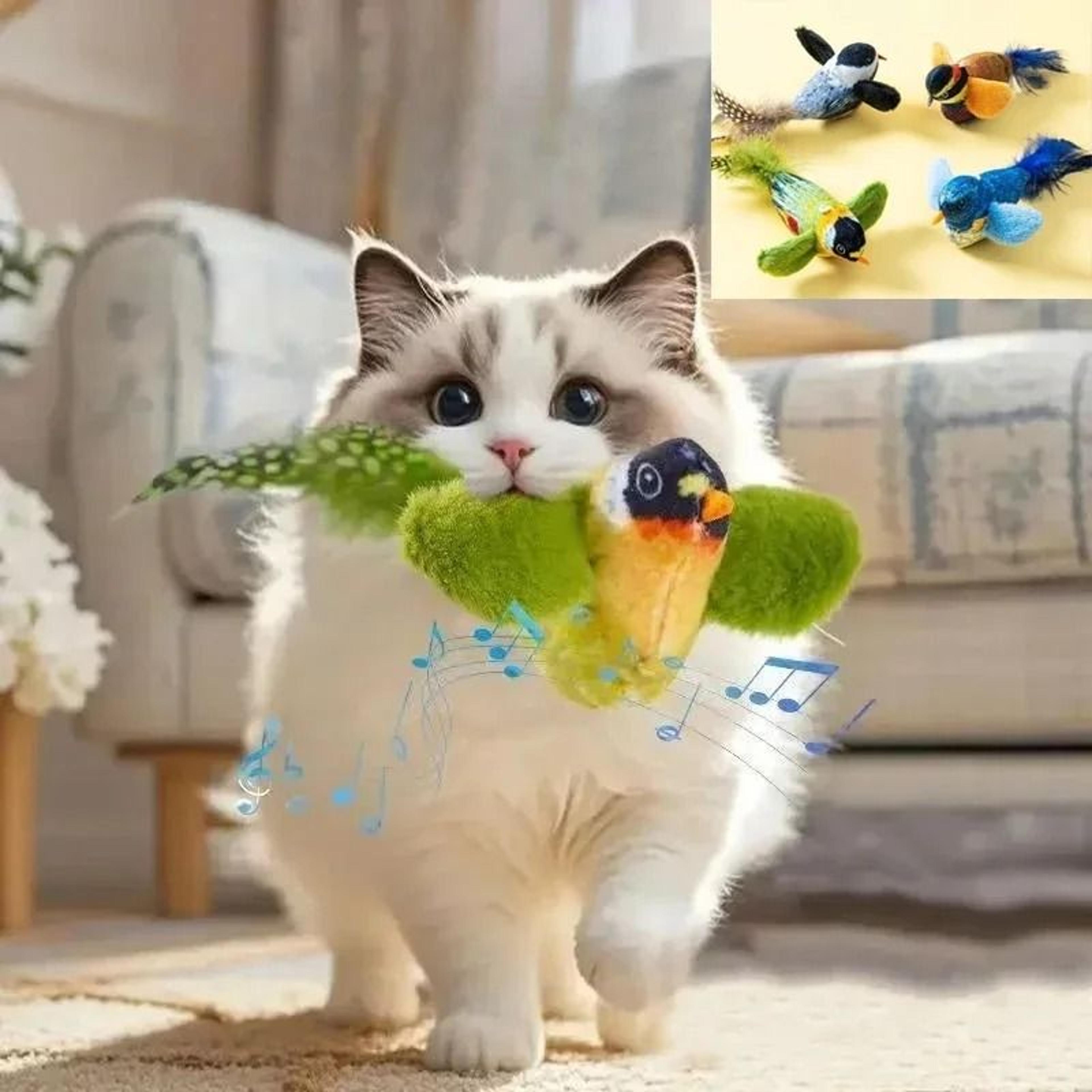 wall hanging bird cat toy with sound and catnip