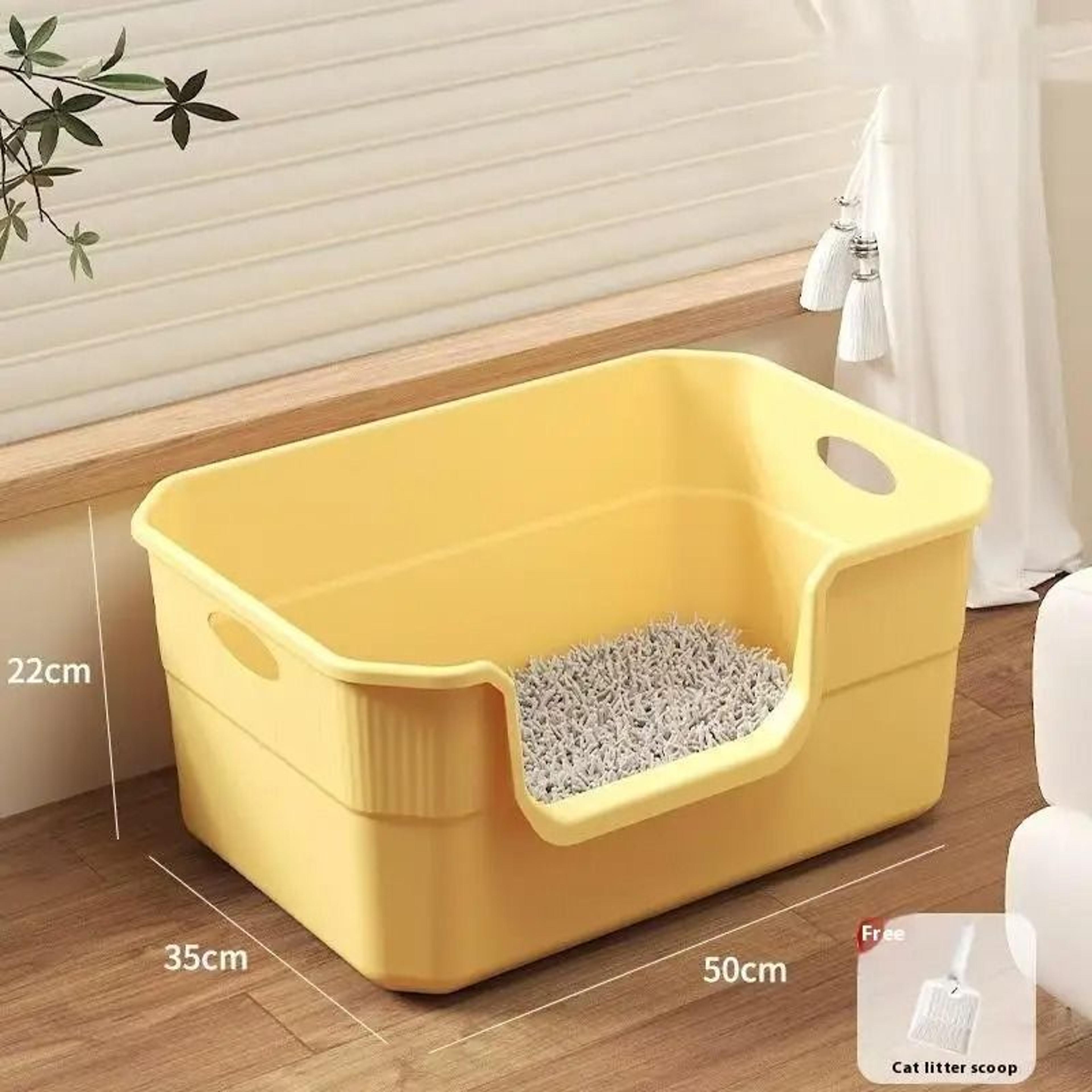 Extra Large High Sided Cat Litter Box With Semi Enclosed Anti Splash Design 1