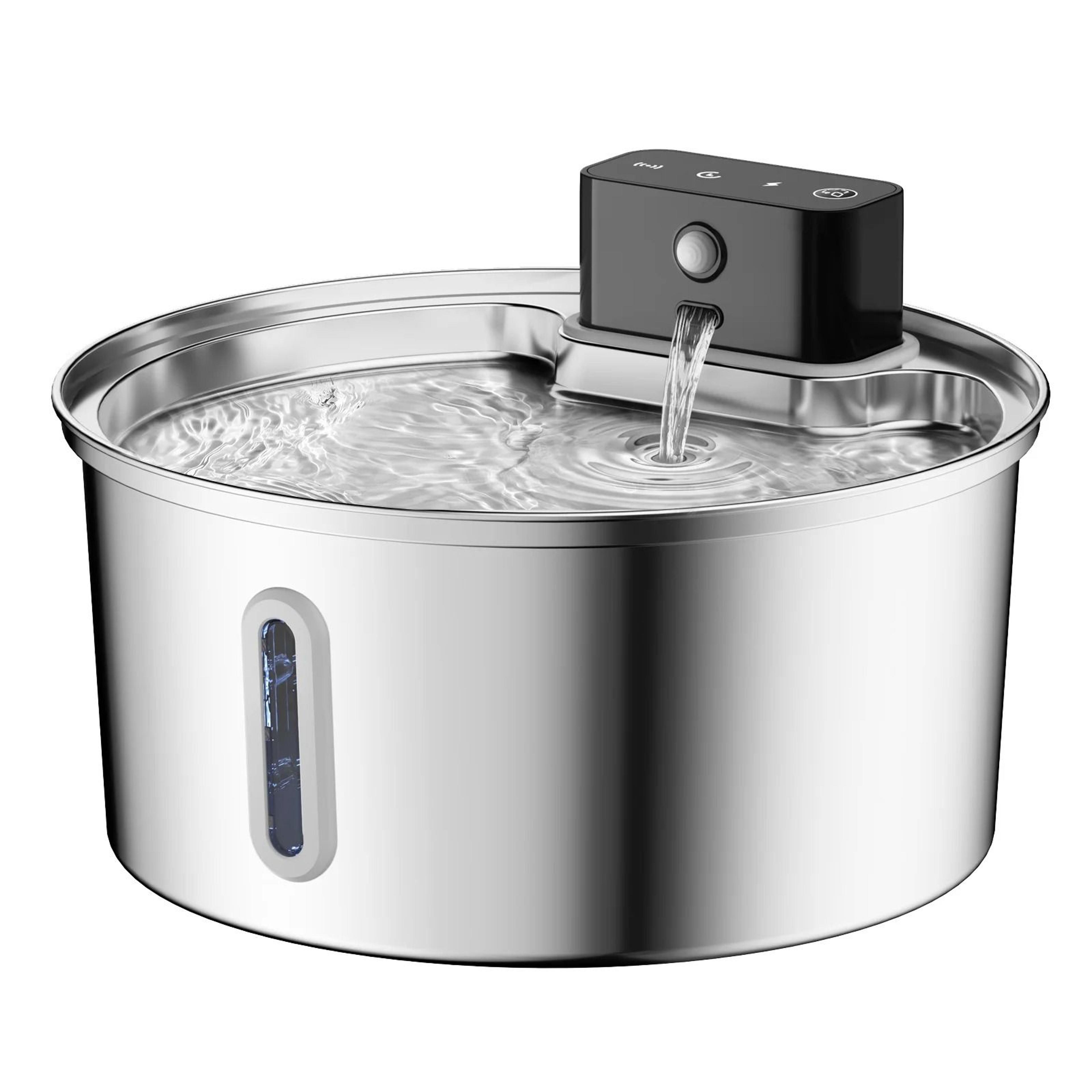 wireless stainless steel pet water fountain with motion sensor for cats and dogs