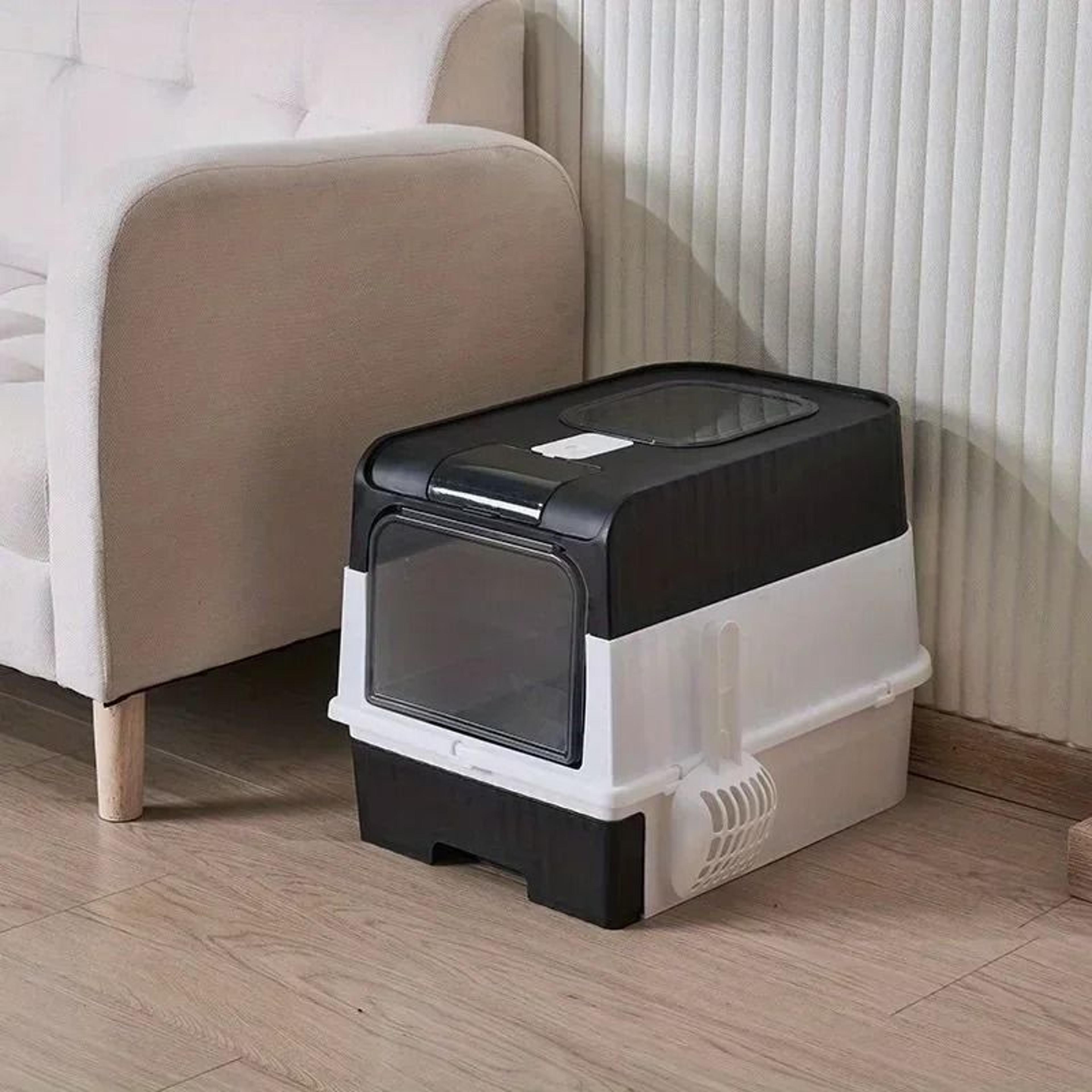 Portable Collapsible Cat Litter Box With Splash Guard Lid And Scoop For Easy Cleaning 3