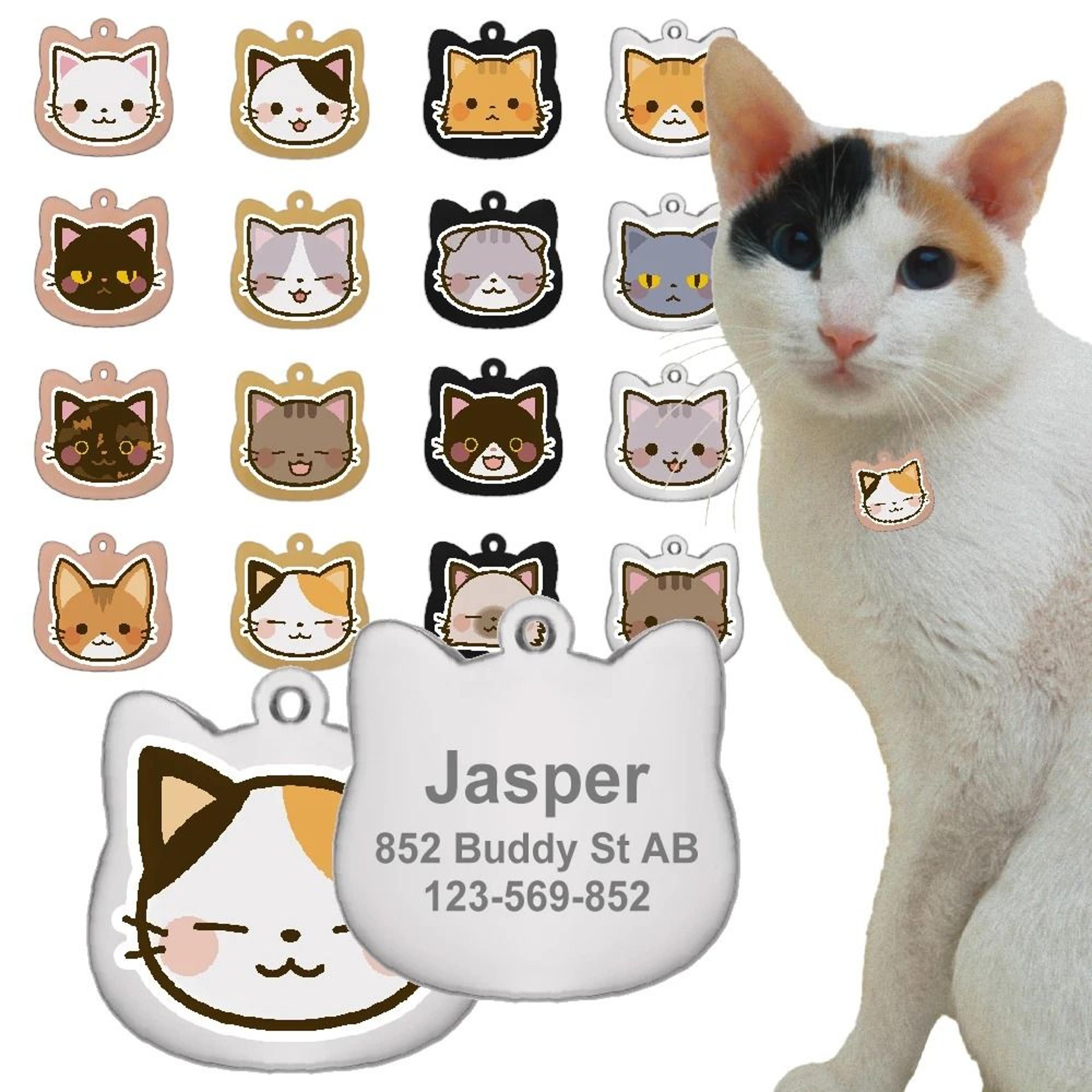 personalized cat tag stainless steel engraved pet id pendant for kittens and cats