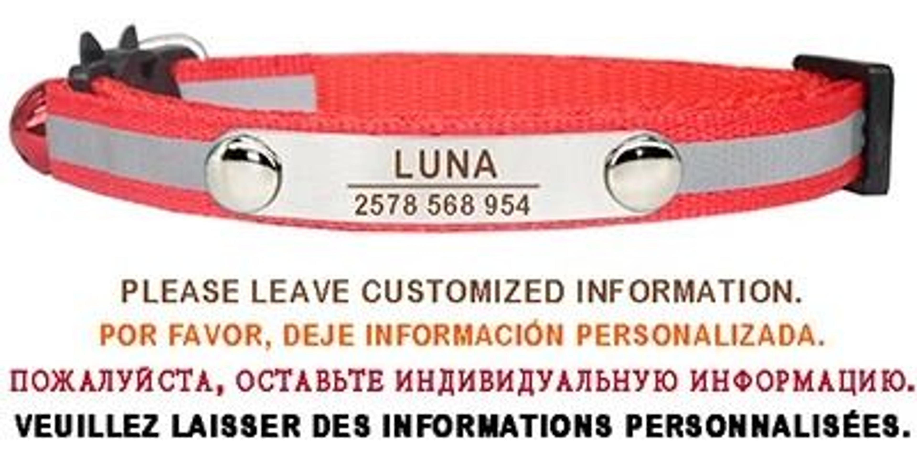 Personalized Reflective Cat Collar Engraved Adjustable Safety Buckle With Bell For Kittens 9