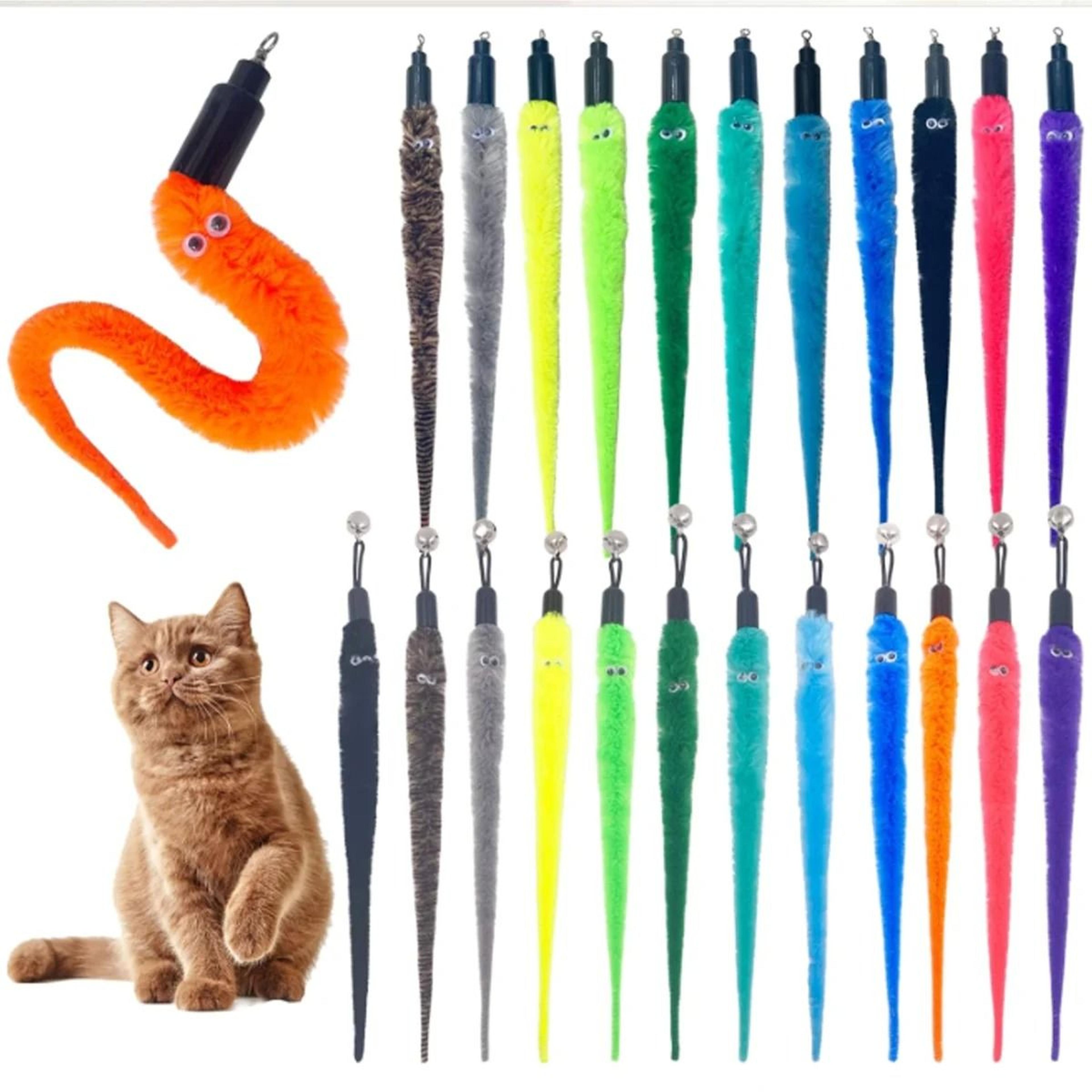 cat wand refills soft larva insect toys with bells for indoor interactive play