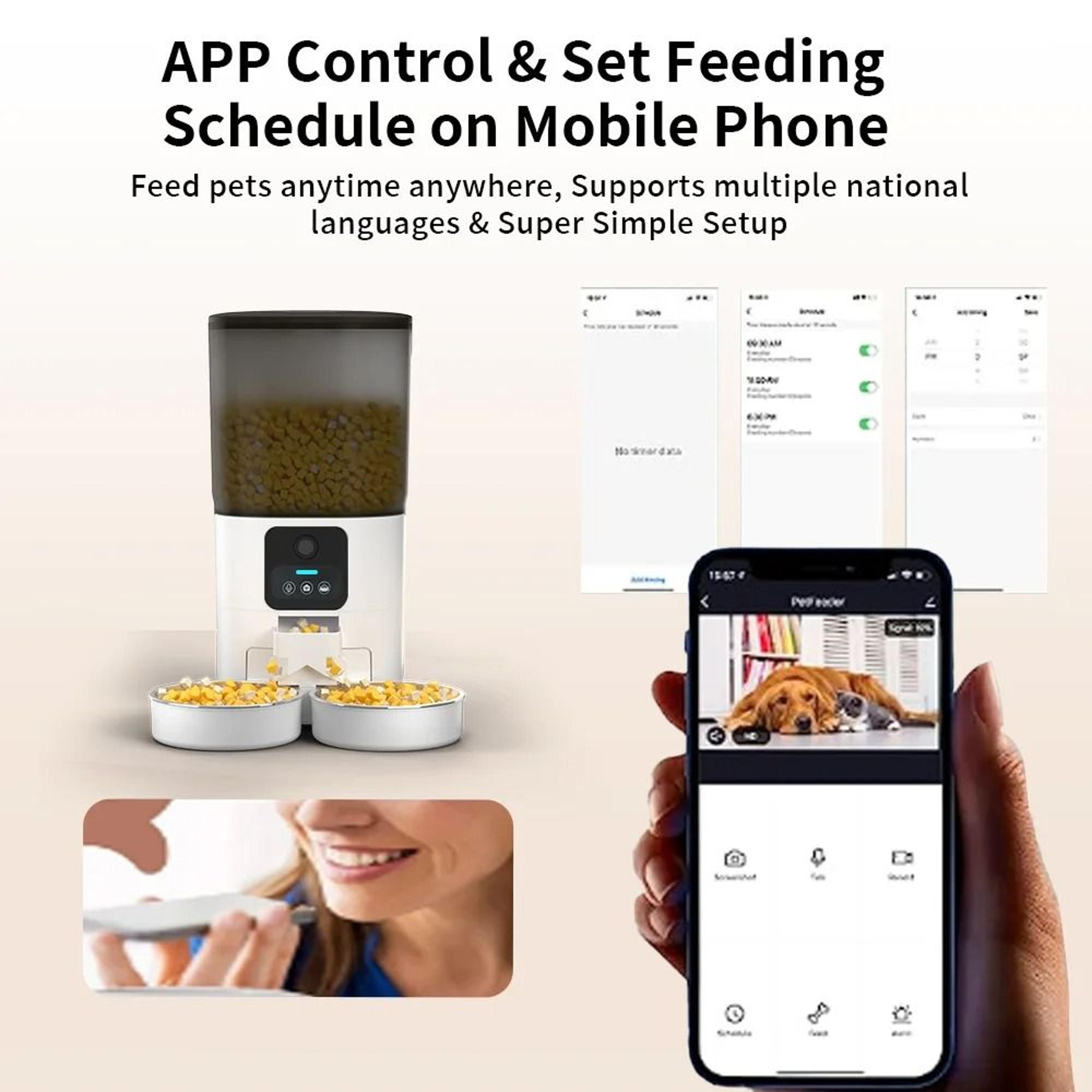 Automatic Cat Feeder 7L Smart Food Dispenser With Camera And Double Stainless Bowls 4