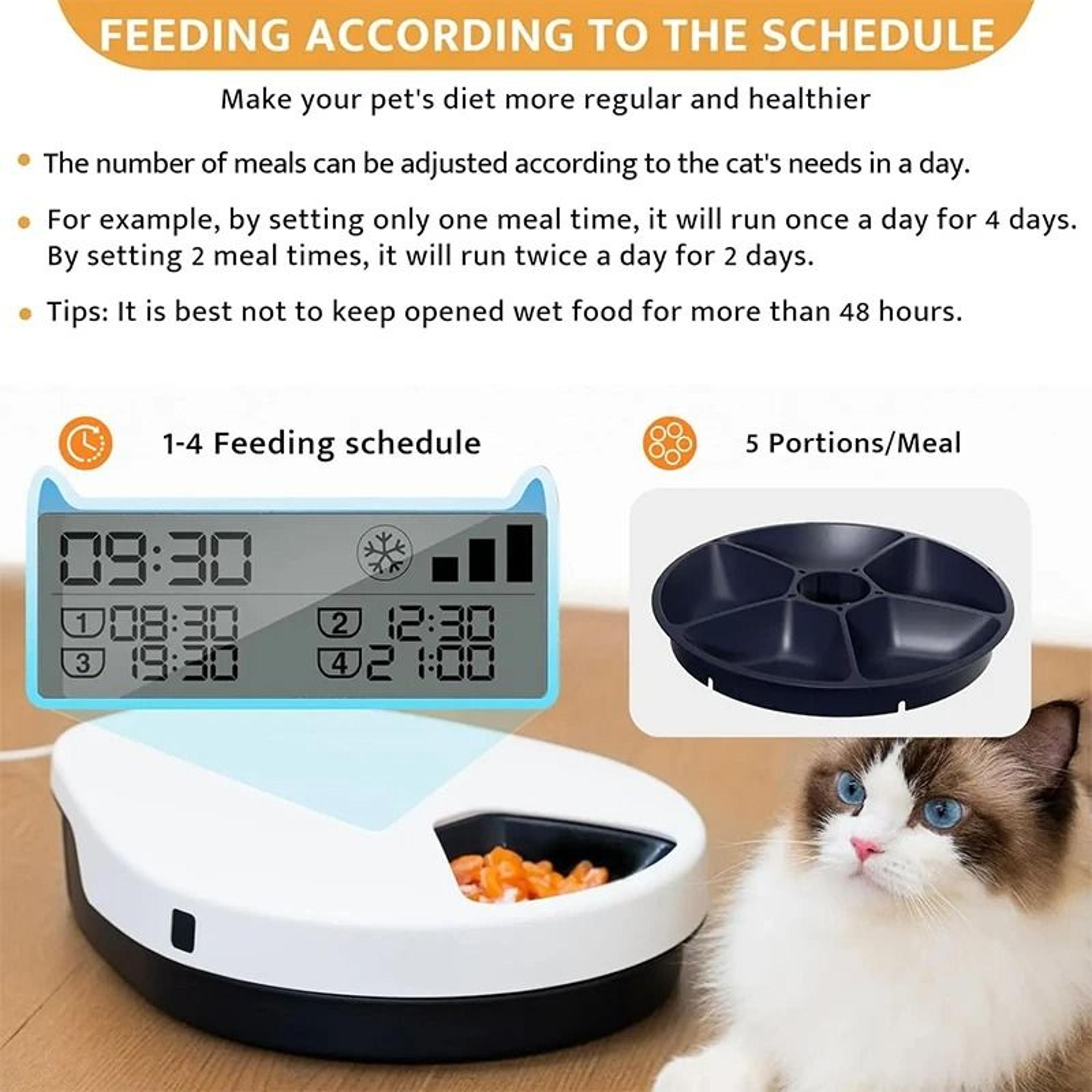 Cooling Automatic Wet Food Feeder With 5 Meal Timer For Cats And Small Dogs 5