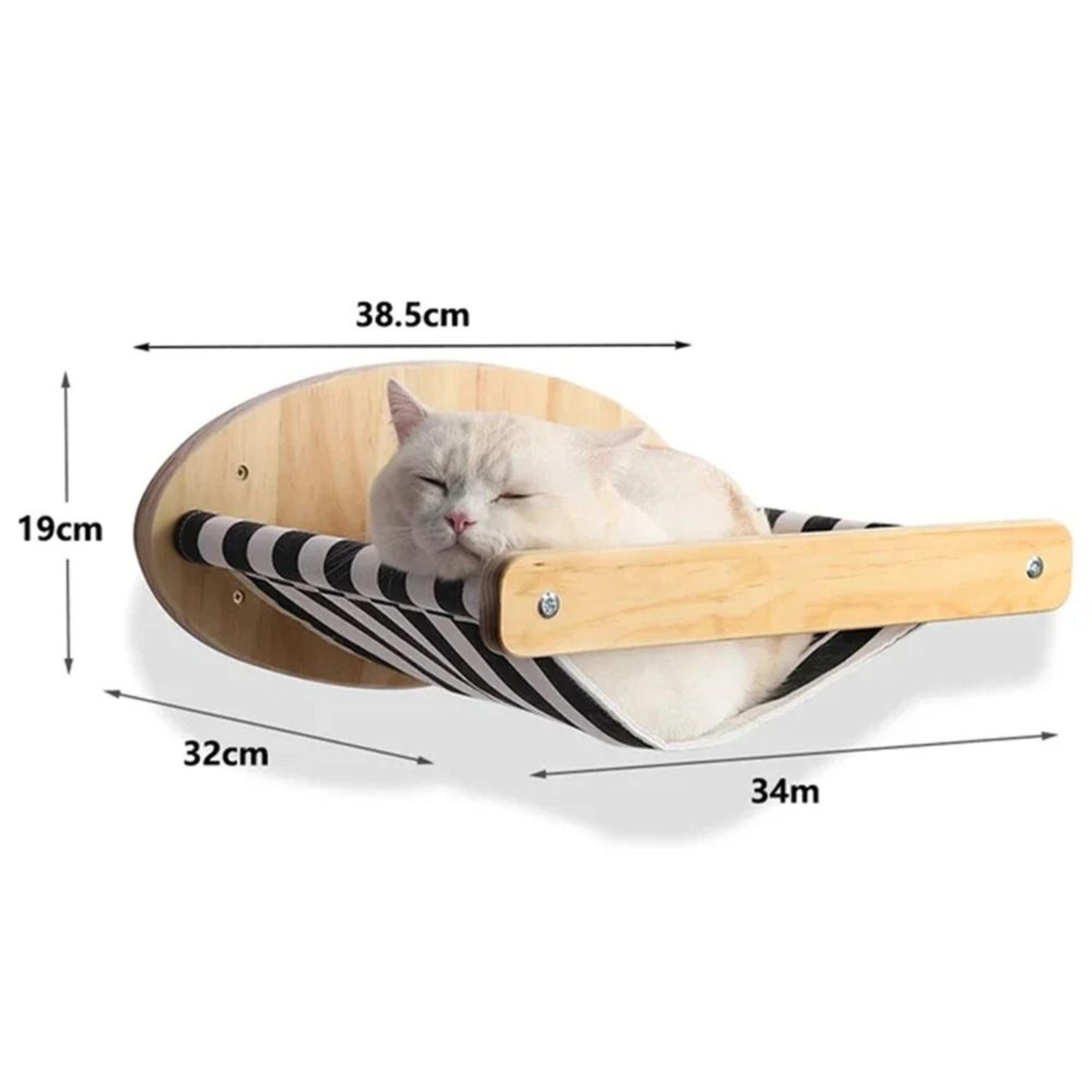 Wall Mounted Cat Climbing Shelves With Sisal Scratching Post And Hammock 4