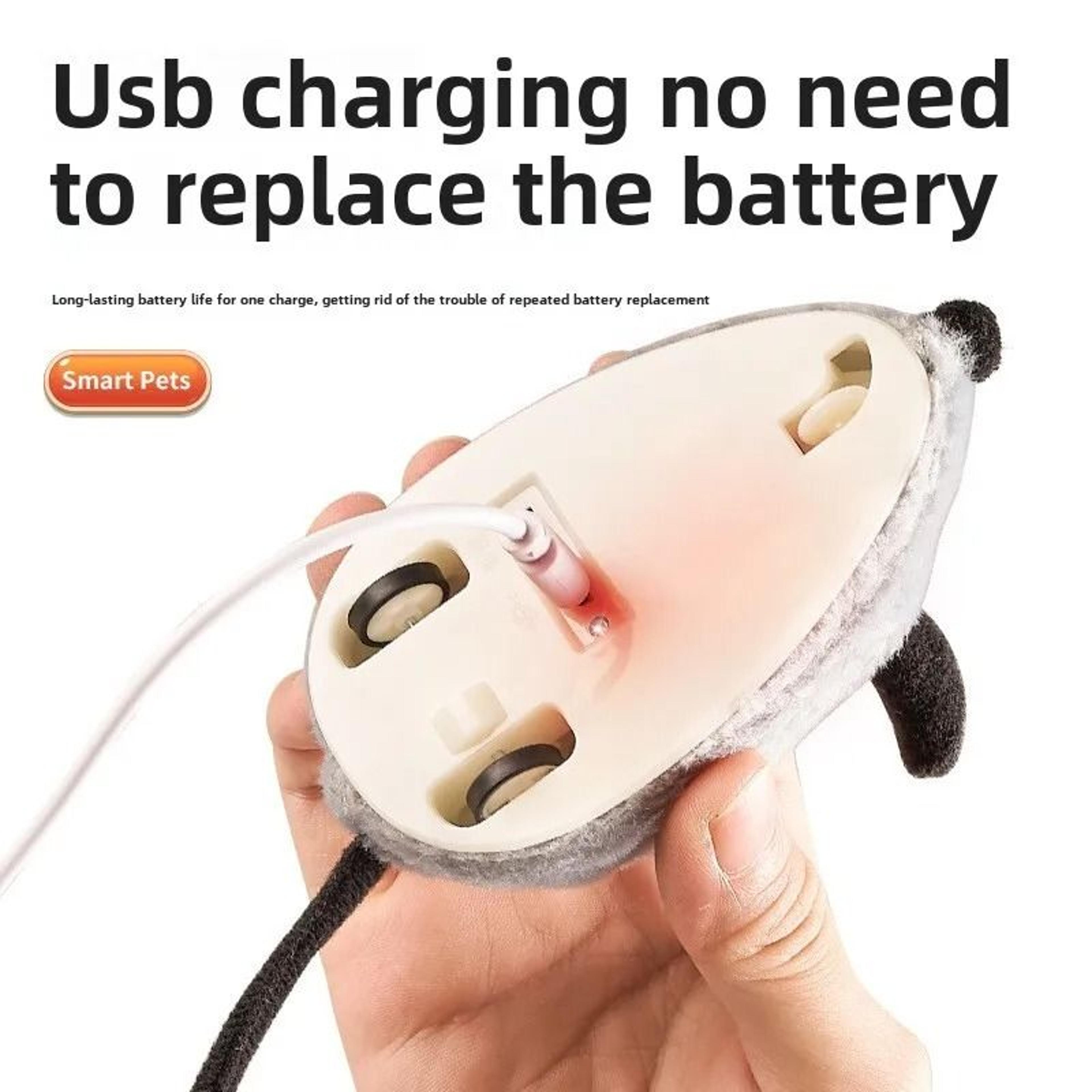 Automatic Moving Mouse Cat Toy USB Rechargeable Squeaky Plush Toy For Indoor Hunting Play 5