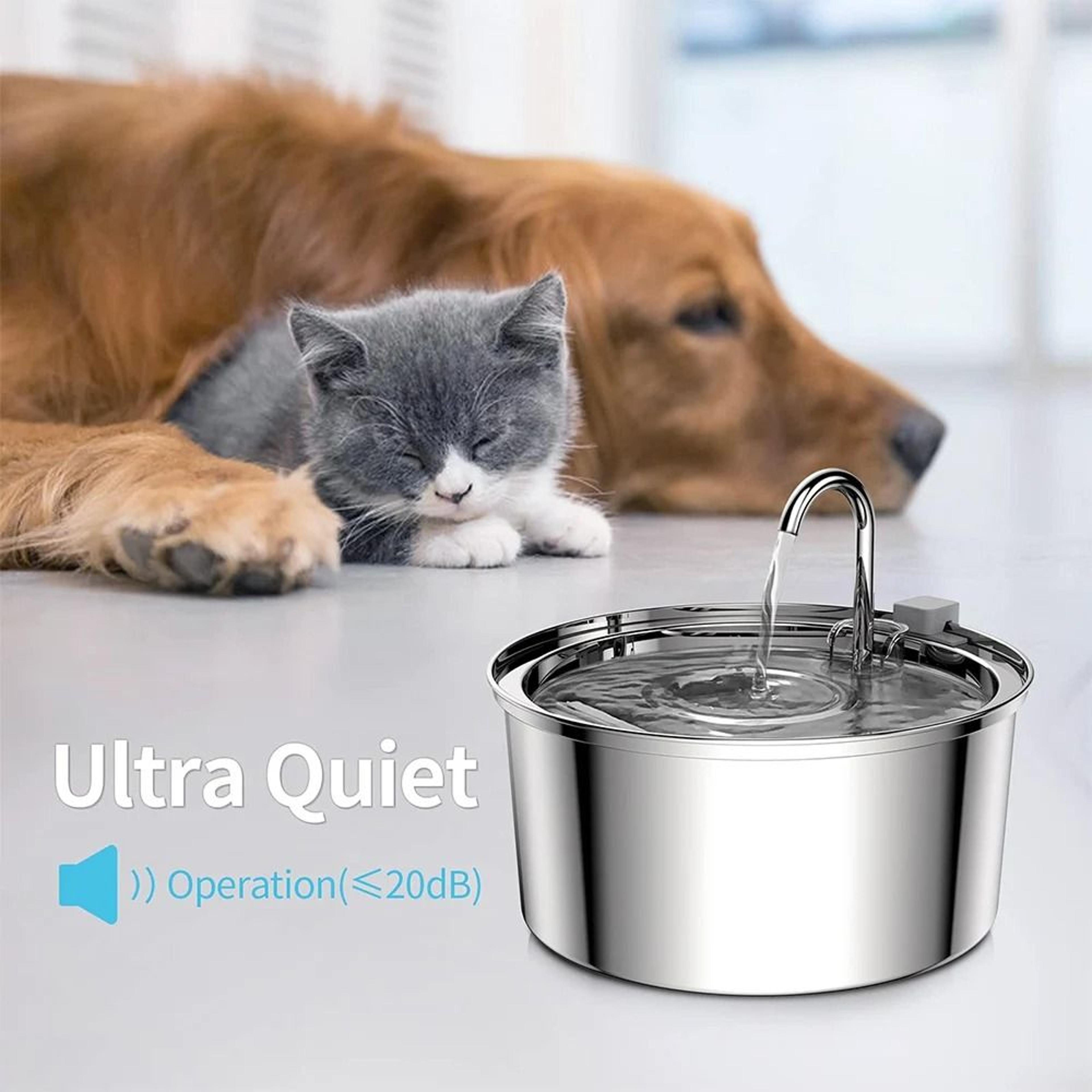 Stainless Steel Cat Water Fountain USB Quiet Automatic Pet Drinking Bowl For Cats And Dogs 8
