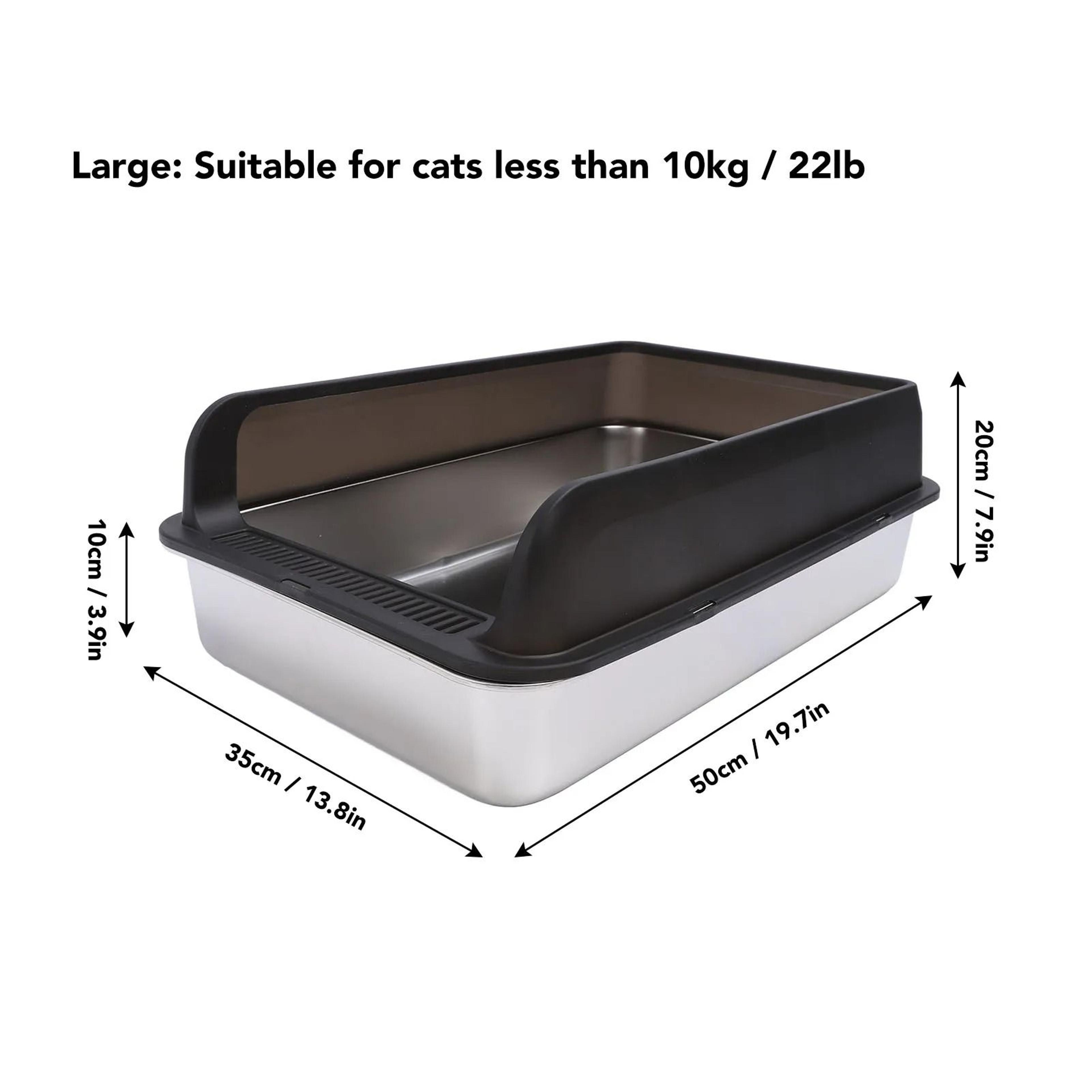 Stainless Steel Cat Litter Box With Lid Anti Splash Easy Clean Tray For Large Cats 1