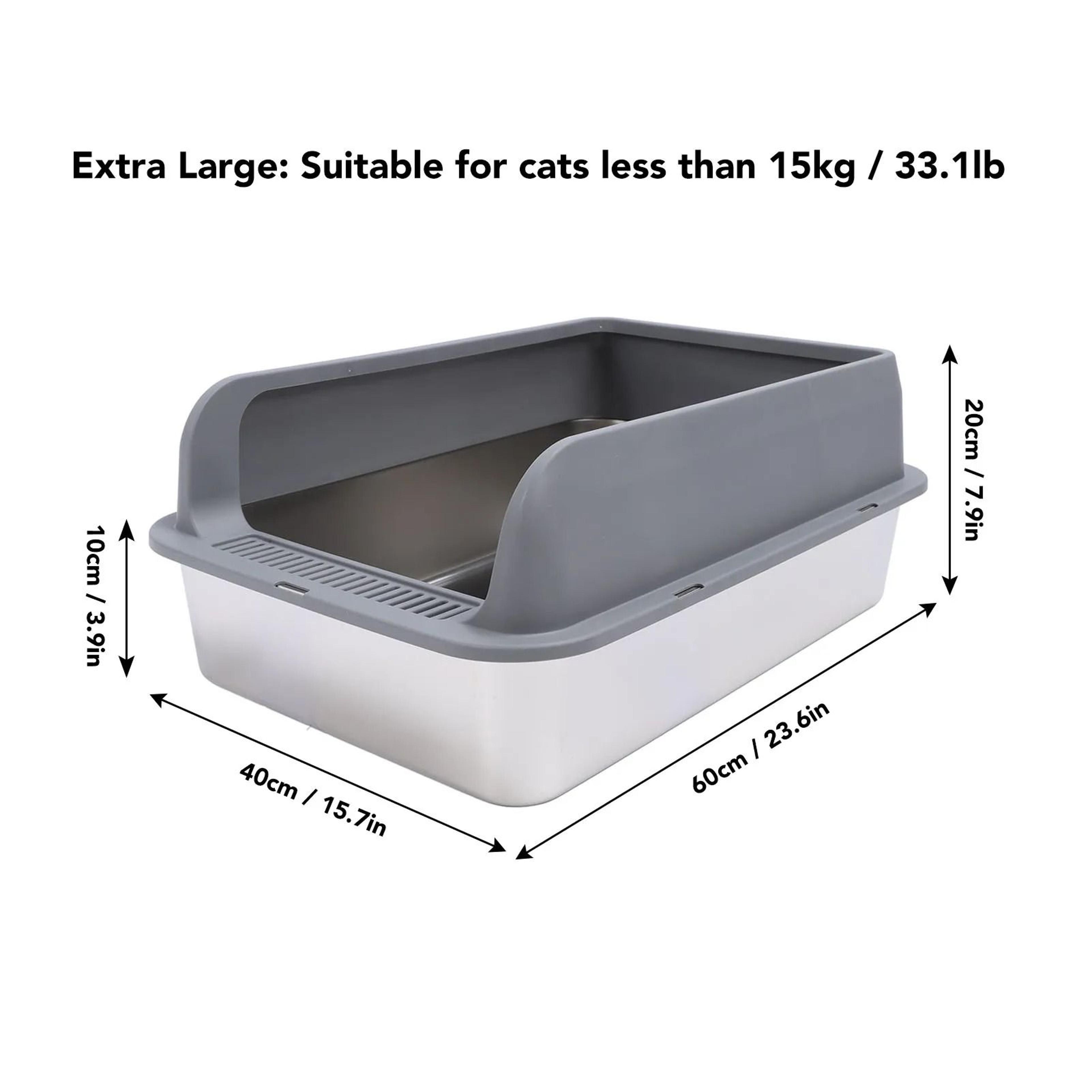 Stainless Steel Cat Litter Box With Lid Anti Splash Easy Clean Tray For Large Cats 4