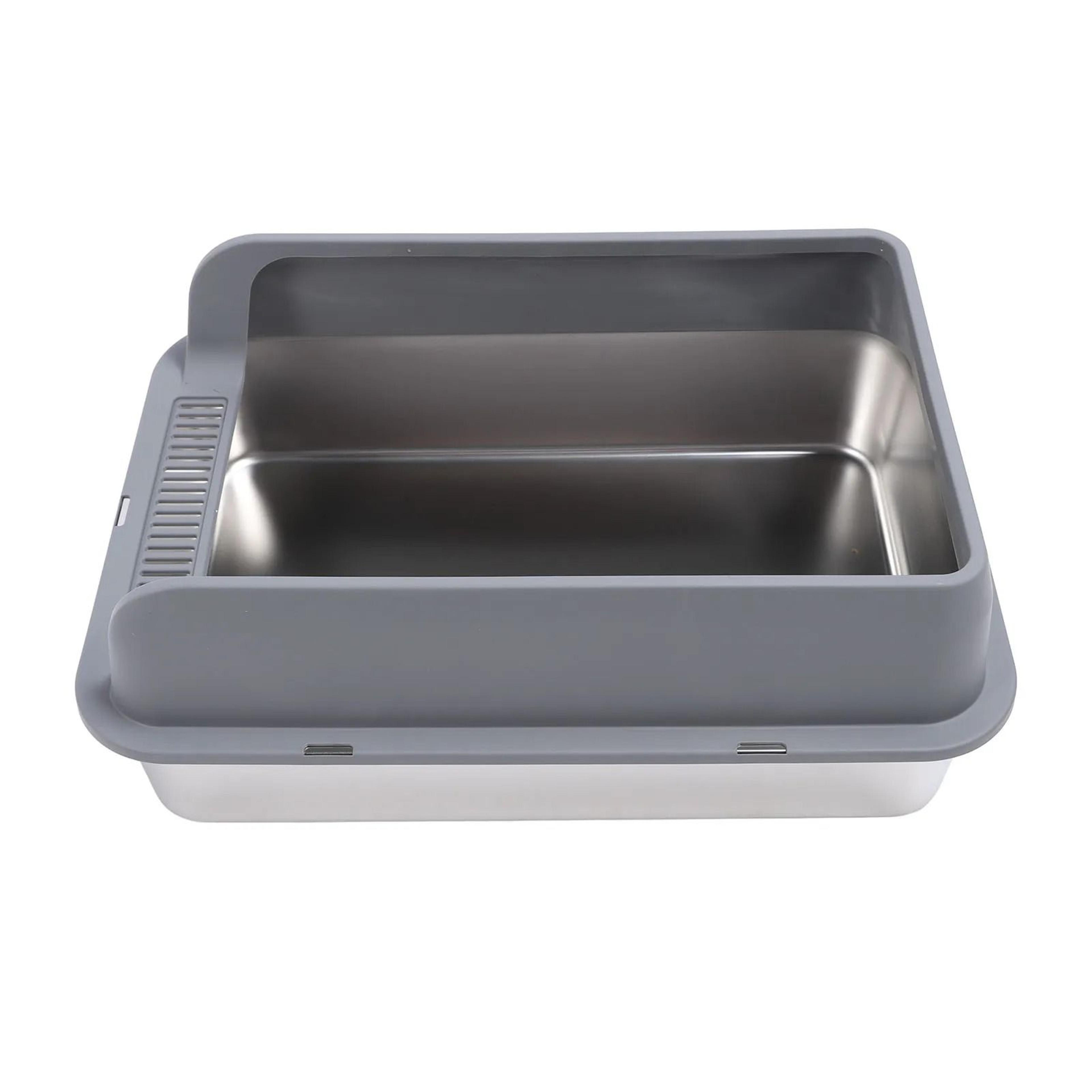 Stainless Steel Cat Litter Box With Lid Anti Splash Easy Clean Tray For Large Cats 8