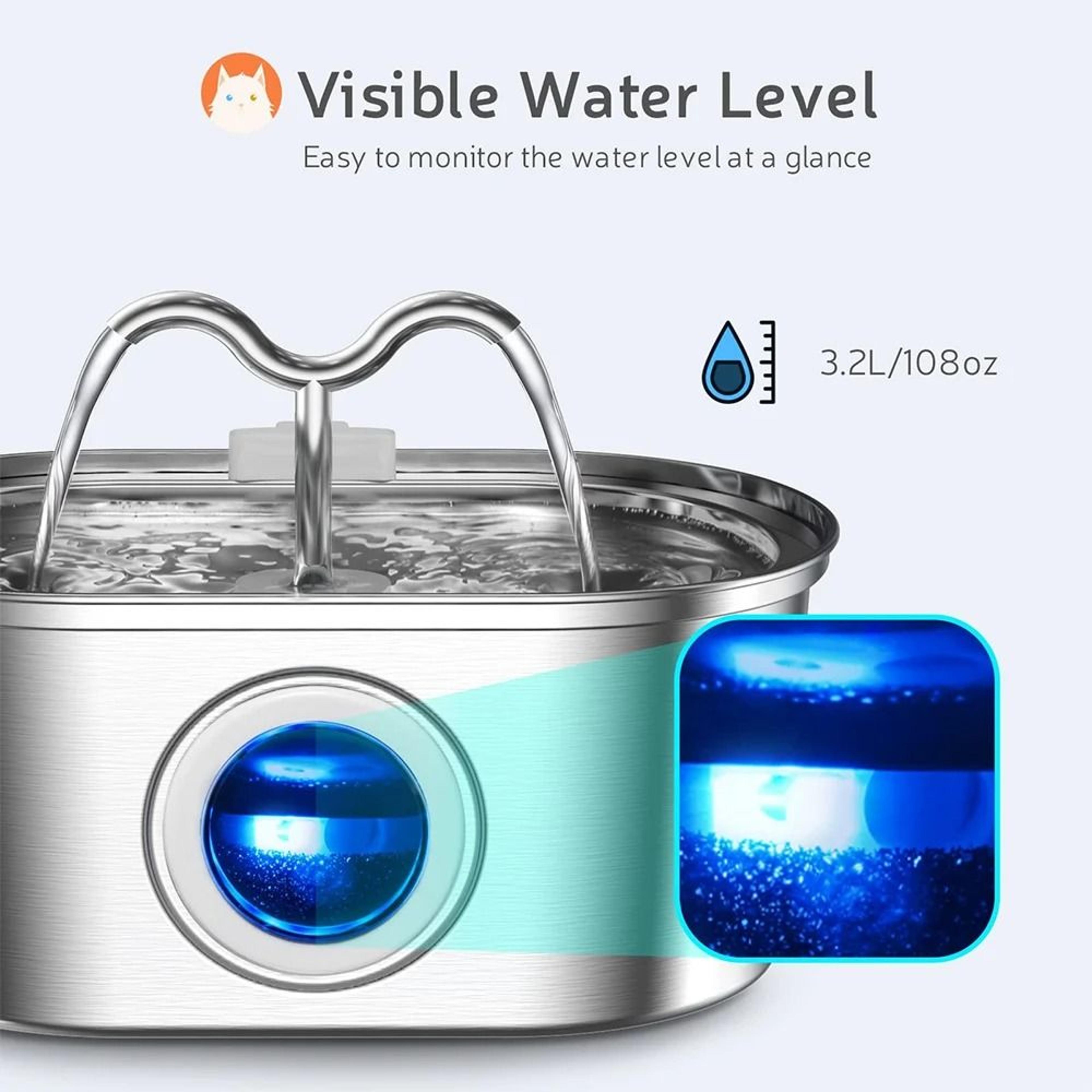 3.2l stainless steel pet water fountain with quiet usb pump