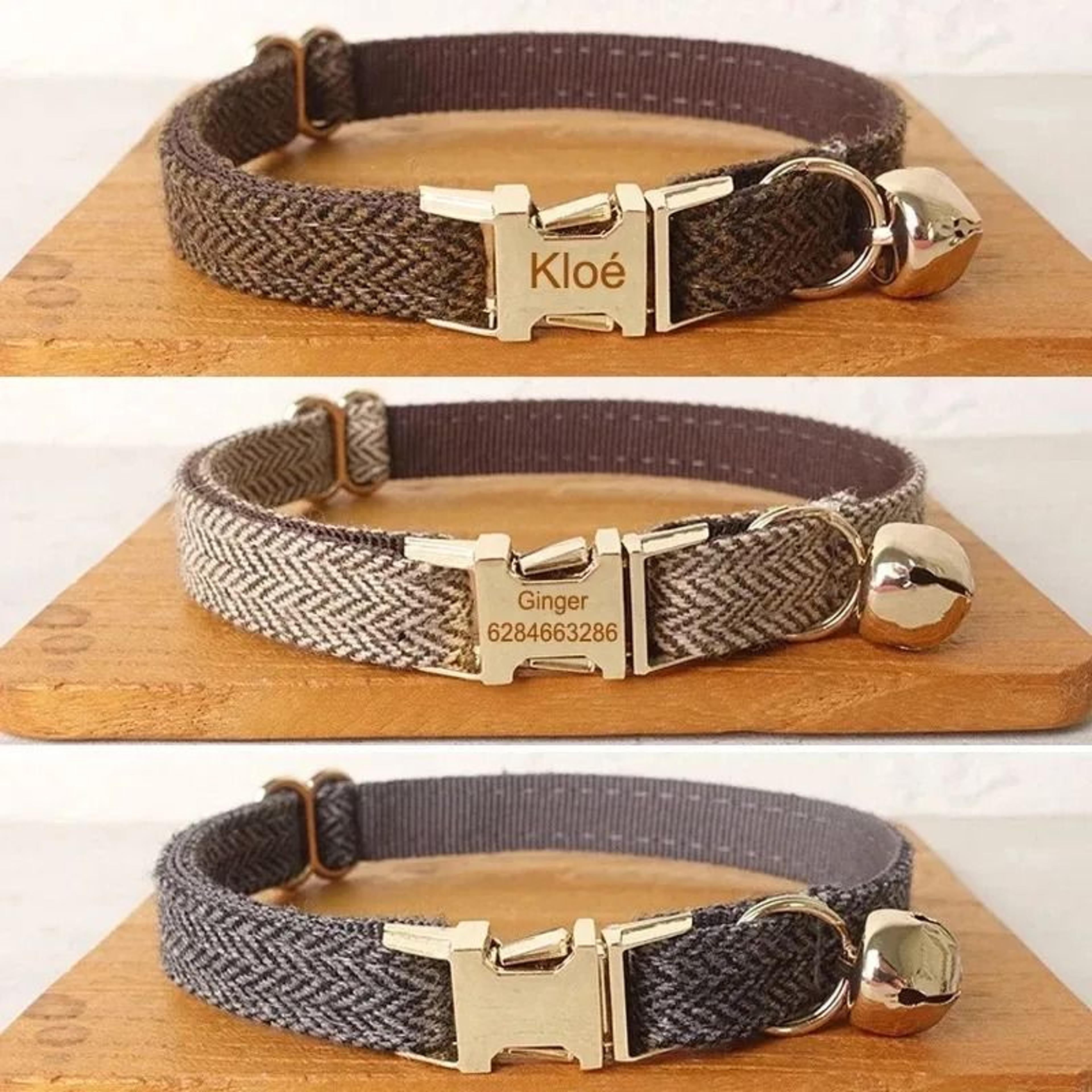 personalized bow tie pet collar with engraved name tag for cats and dogs