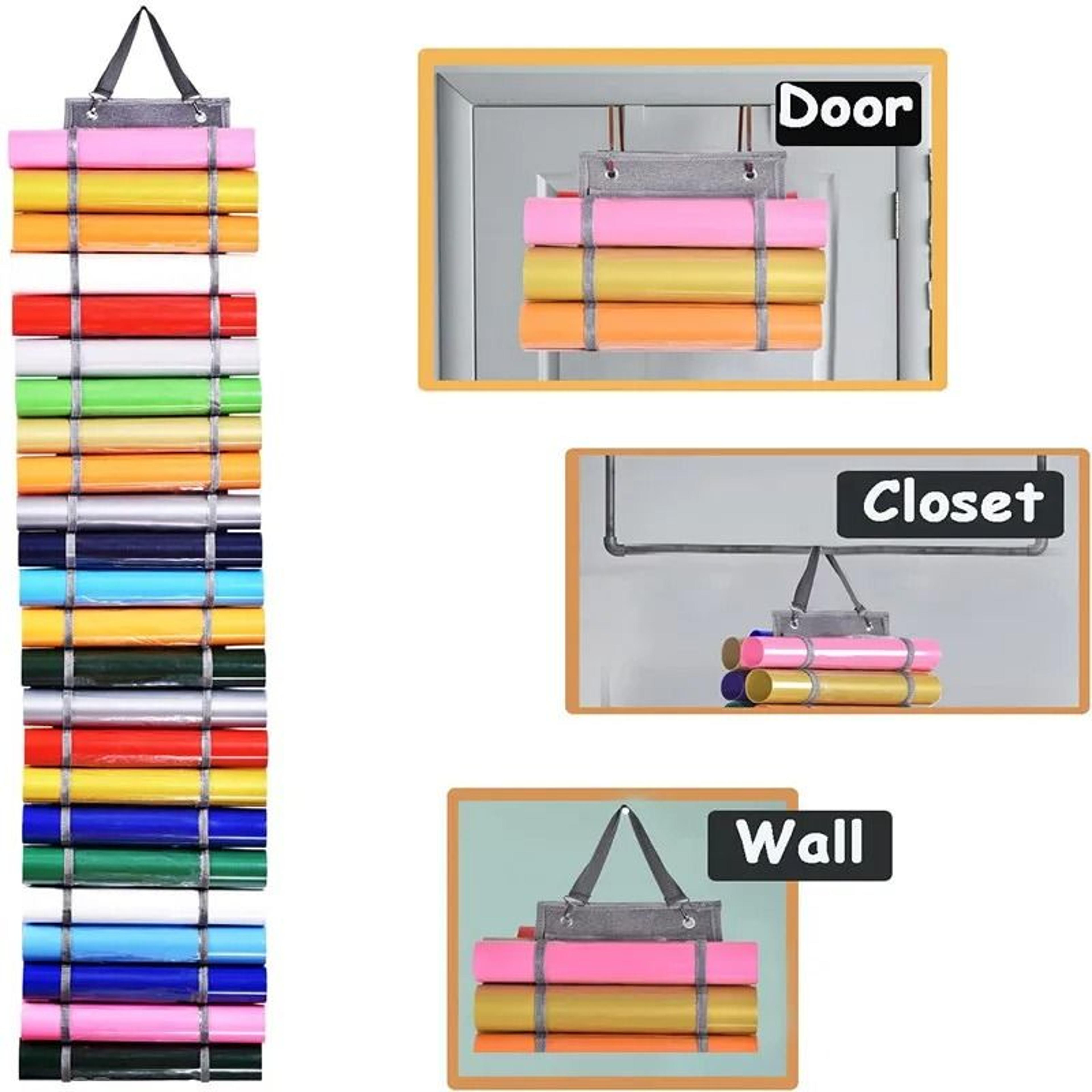 Hanging Vinyl Roll Storage Organizer Bag For Wall Door Craft Room Supplies Rack 12