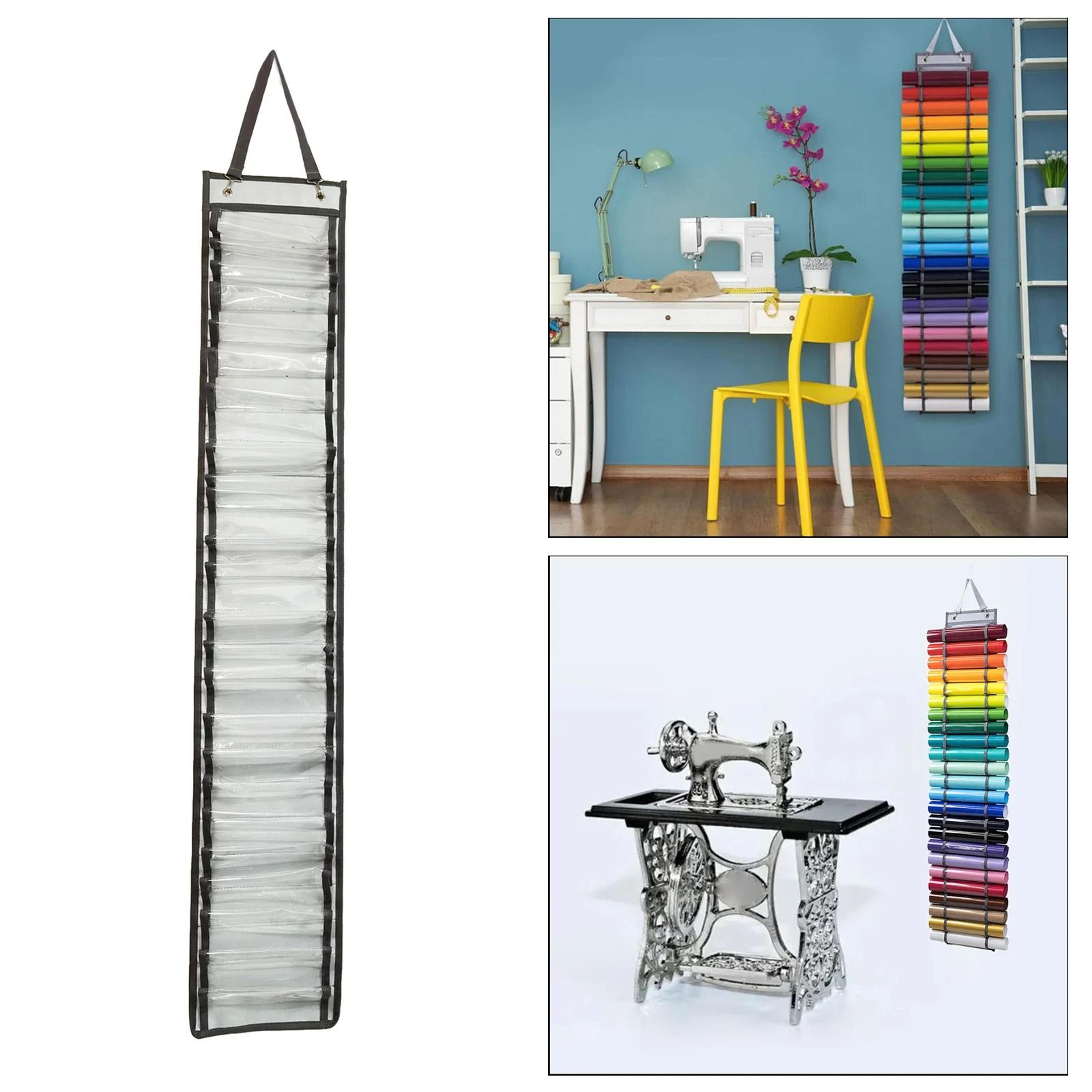 Hanging Vinyl Roll Storage Organizer Bag For Wall Door Craft Room Supplies Rack 14