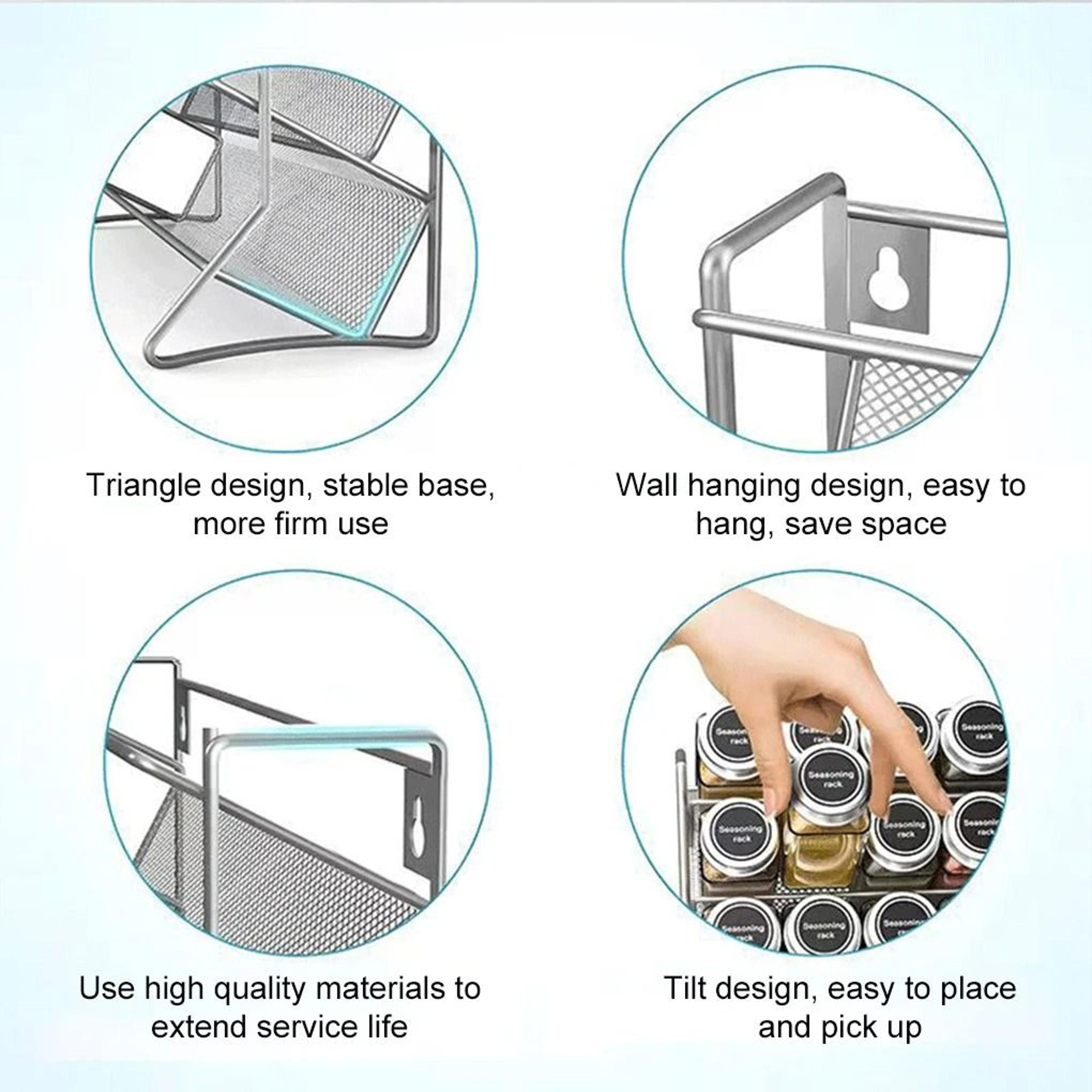 Four Tier Wall Mounted Spice Rack Kitchen Pantry Organizer 5