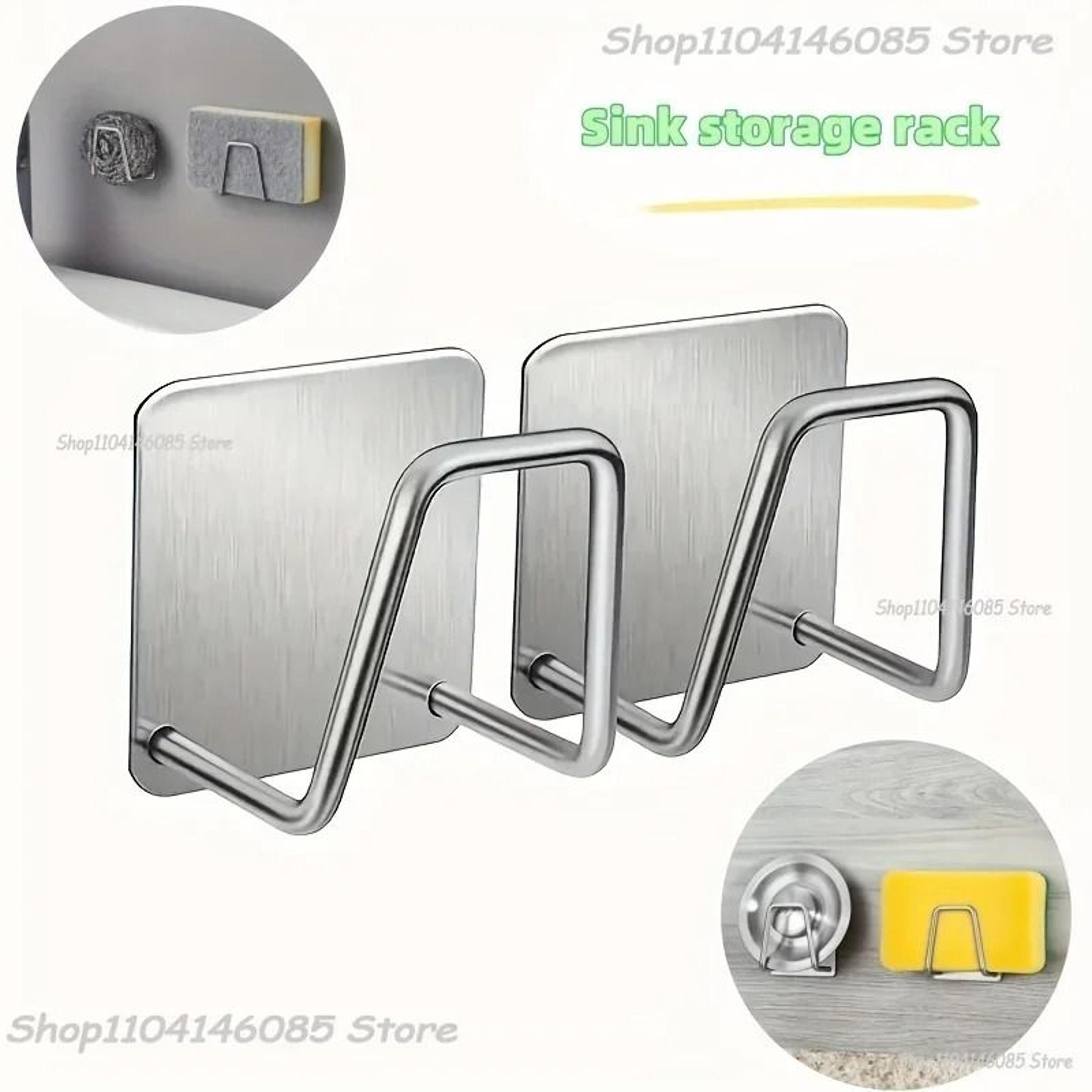 self adhesive sink sponge holder stainless steel kitchen organizer