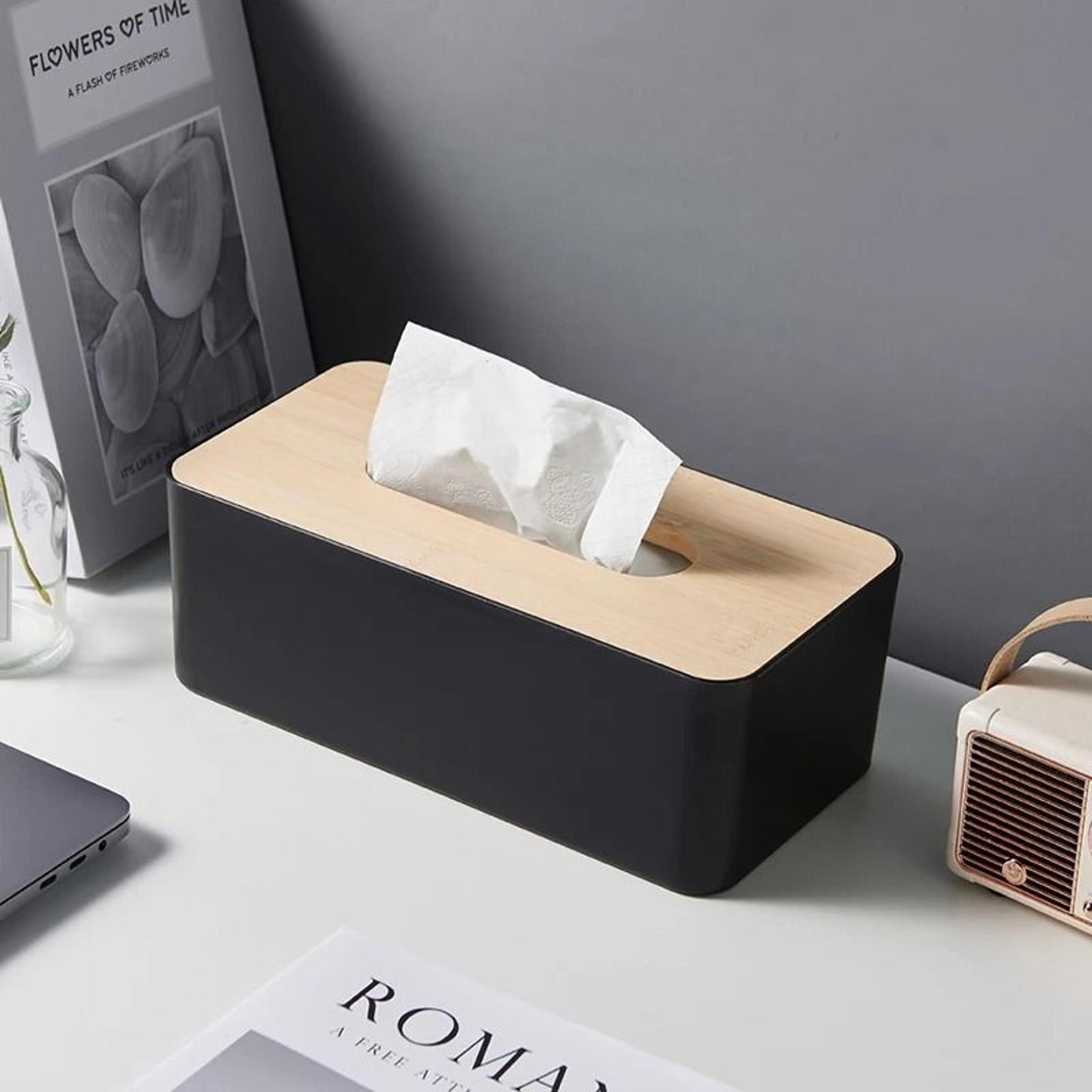 Bamboo Tissue Box Cover Rectangular Facial Tissue Holder 0
